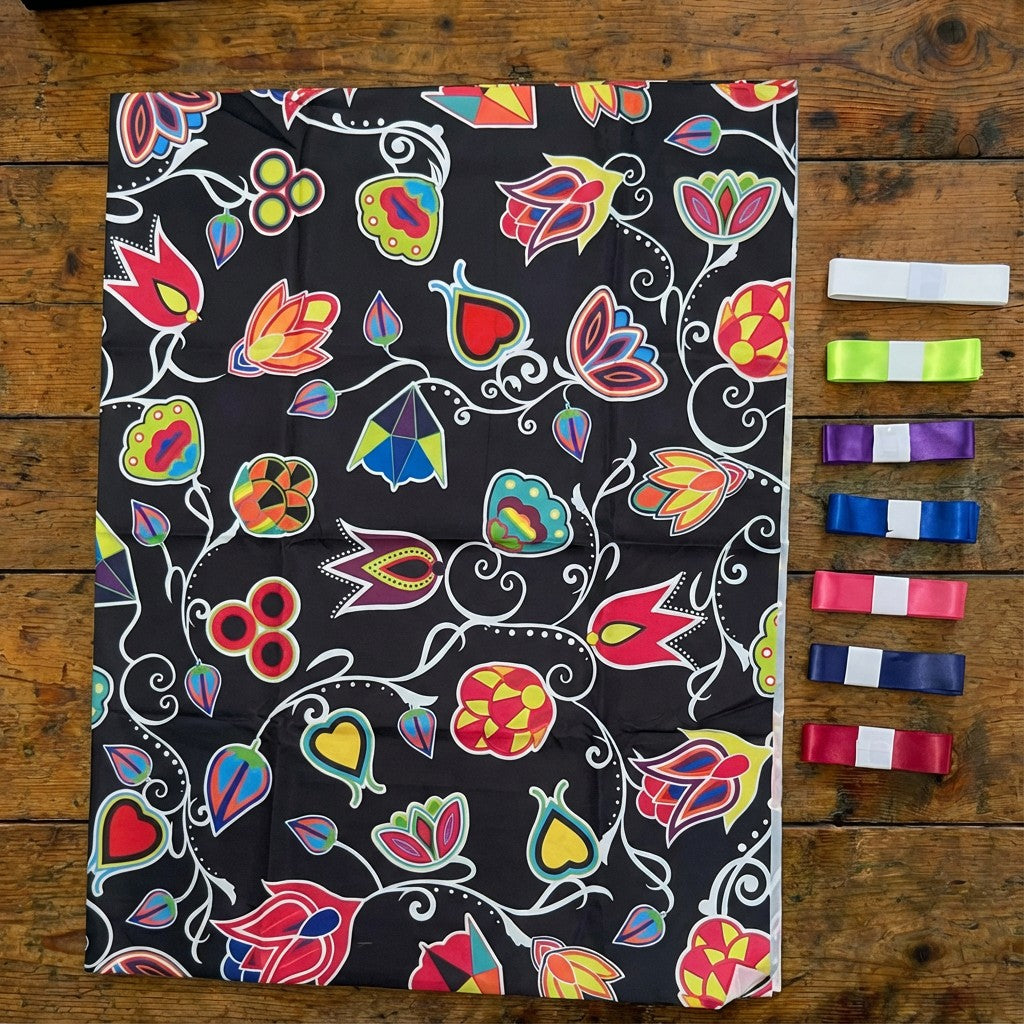 Ribbon Skirt Kit - Indigenous Paisley Black