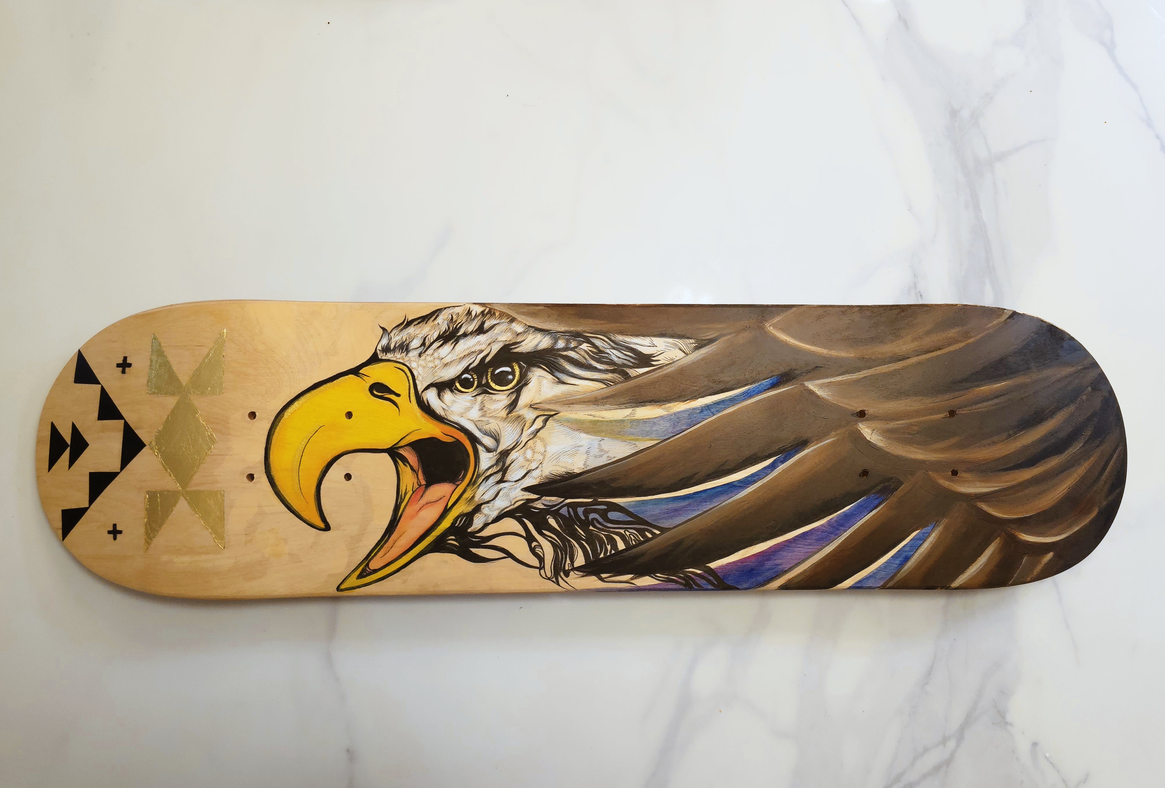 Chloe Bluebird Mustooch Eagle Skateboard Painting