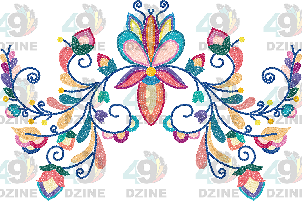 Floral Transfer - Burnt Sky Petals Beaded Simulation Various Sizes