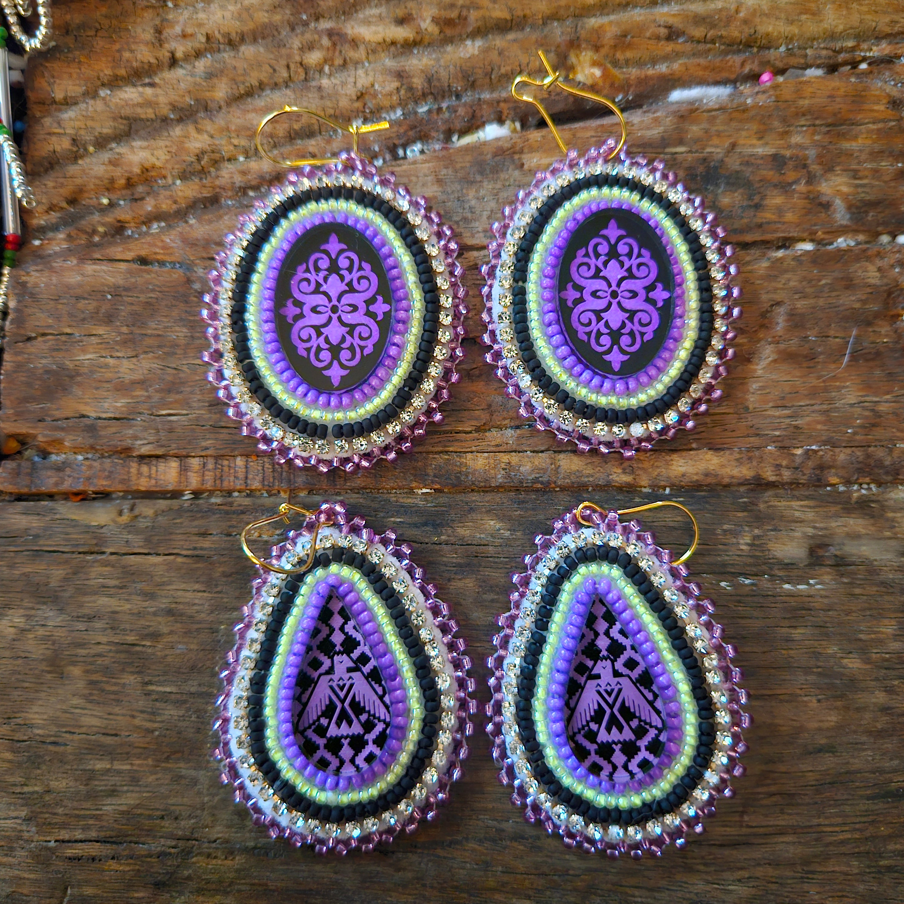 Meg Sheridan Purple/Green/Black Earrings