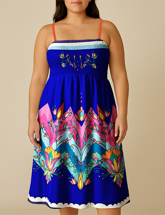 Thunder Mesa Petals Blue Smock Top Dress