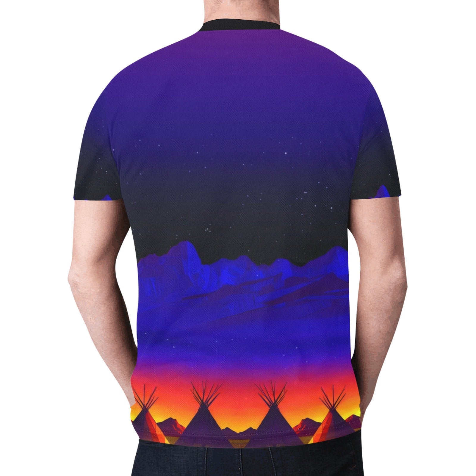 Blue Sunset Tipi Jersey-Style T-Shirt