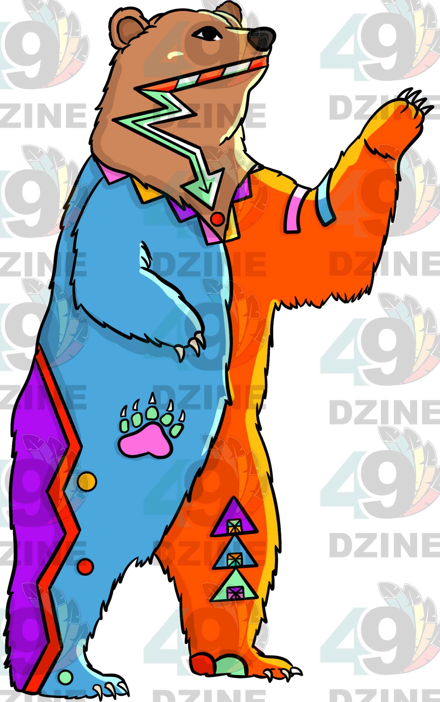 Bear 5 Colored Sticker