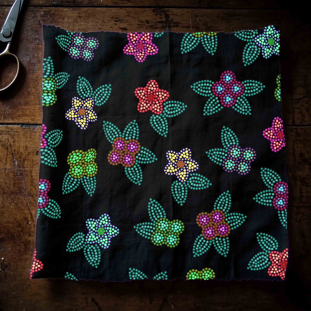 Berry Flowers Black Cotton Poplin