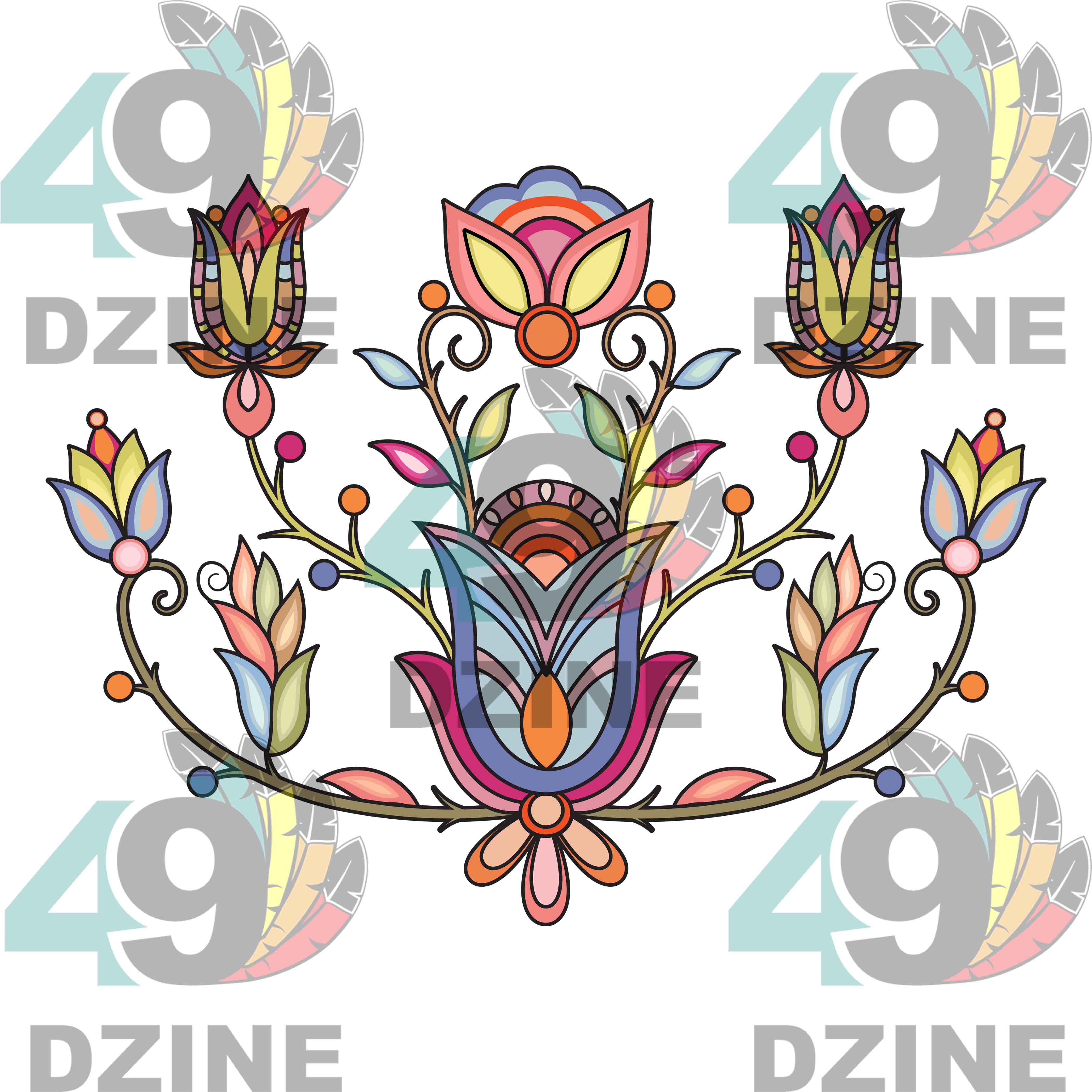 Floral Transfer - Sacred Circle Blossoms Various Sizes