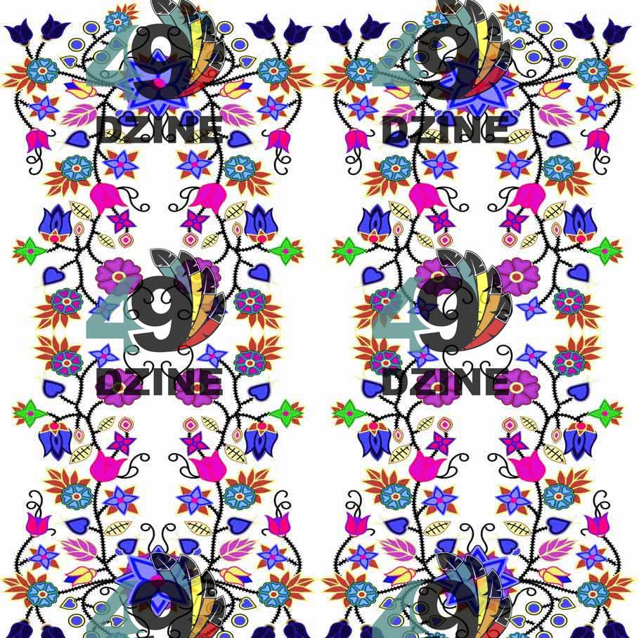 Floral Beadwork Seven Clans White Cotton Poplin