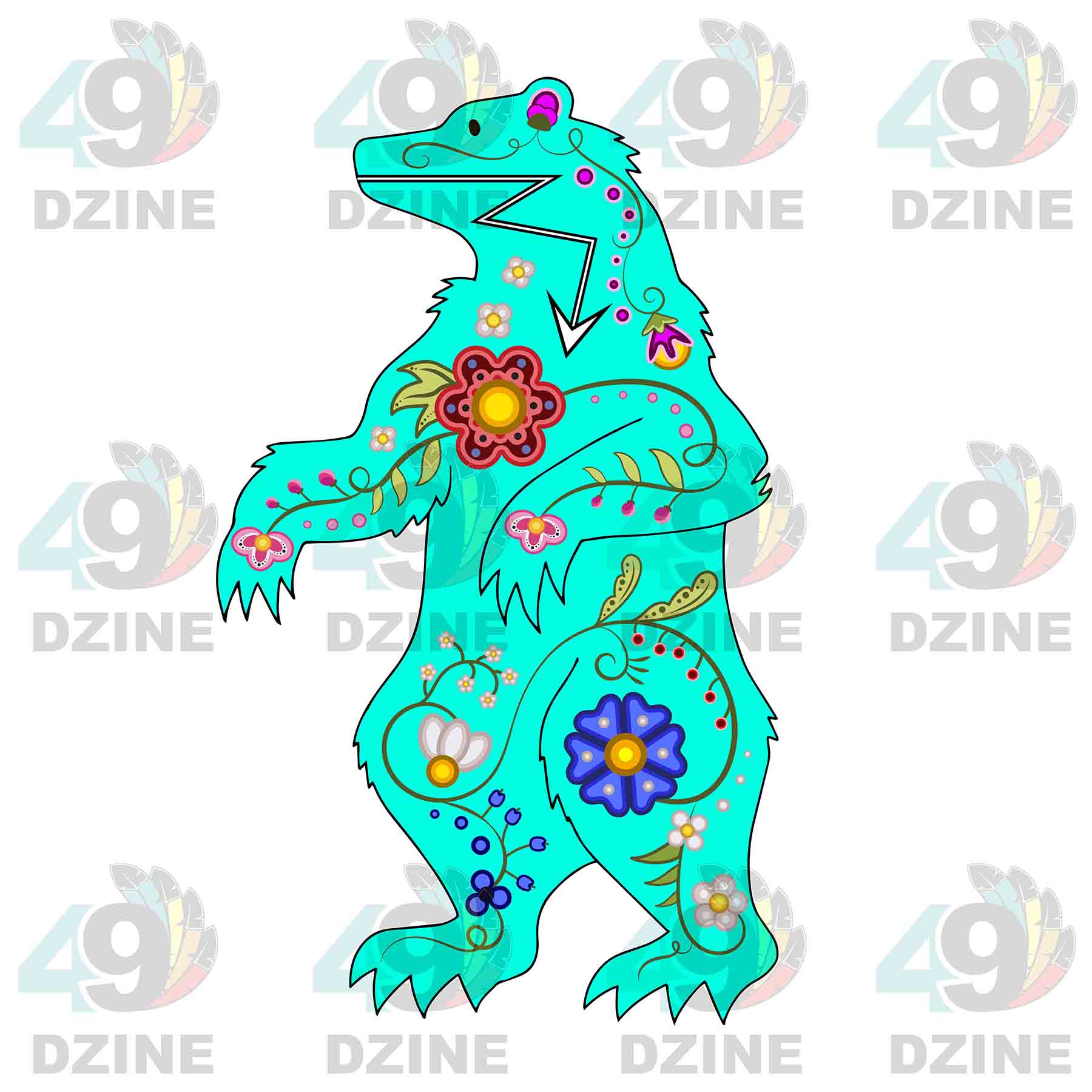 Floral Bear Stand Sticker