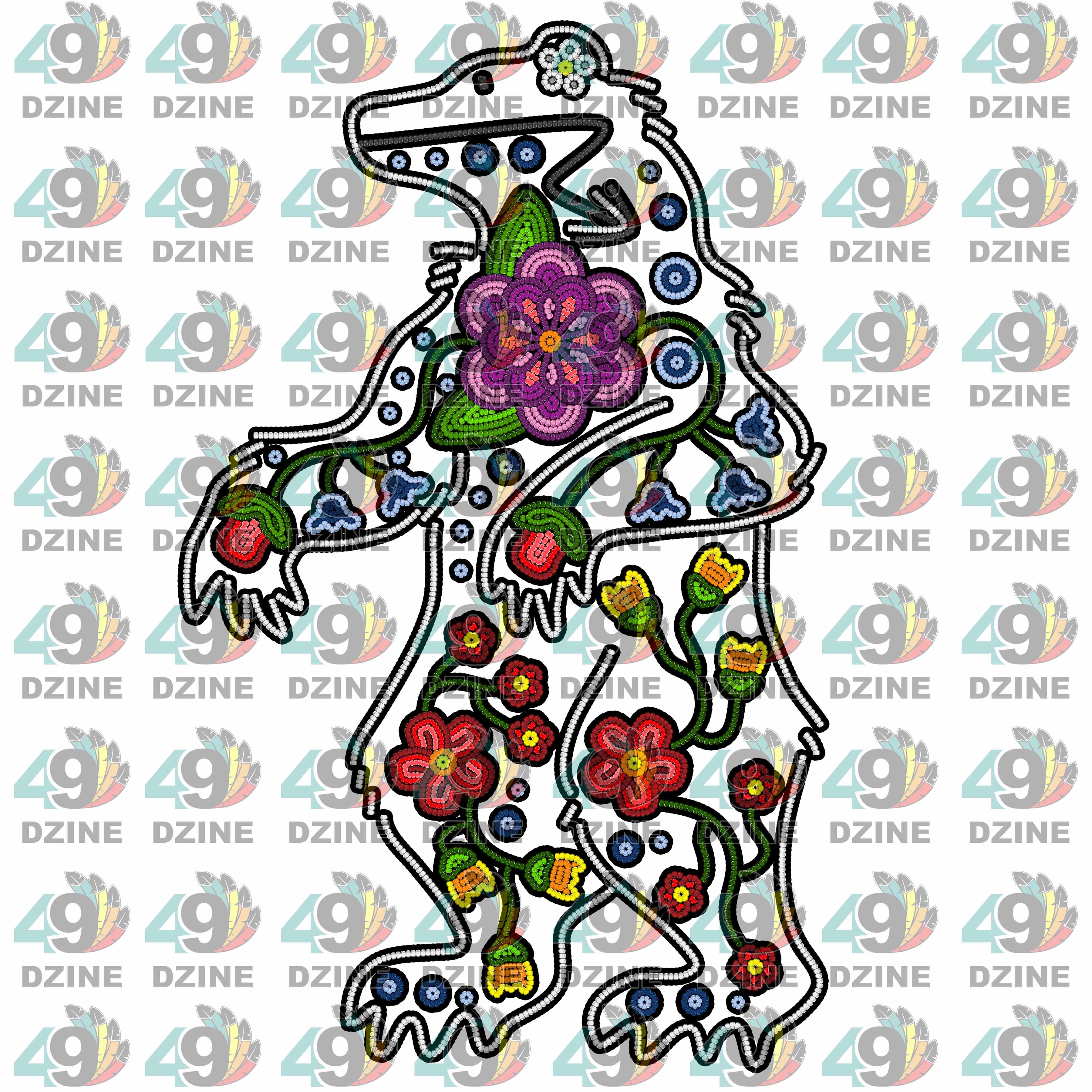 Floral Ledger Bear Standing White Sticker