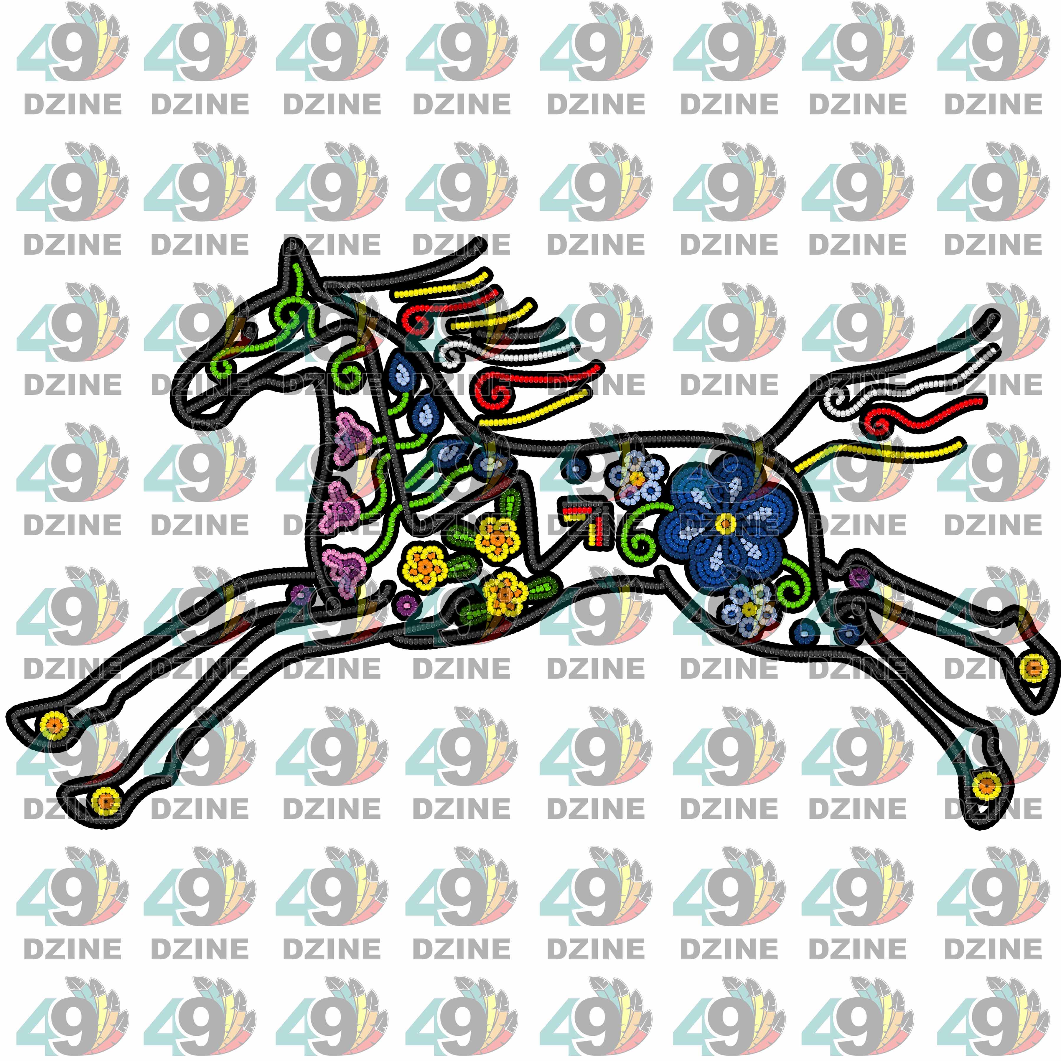Floral Ledger Horse 01 Sticker