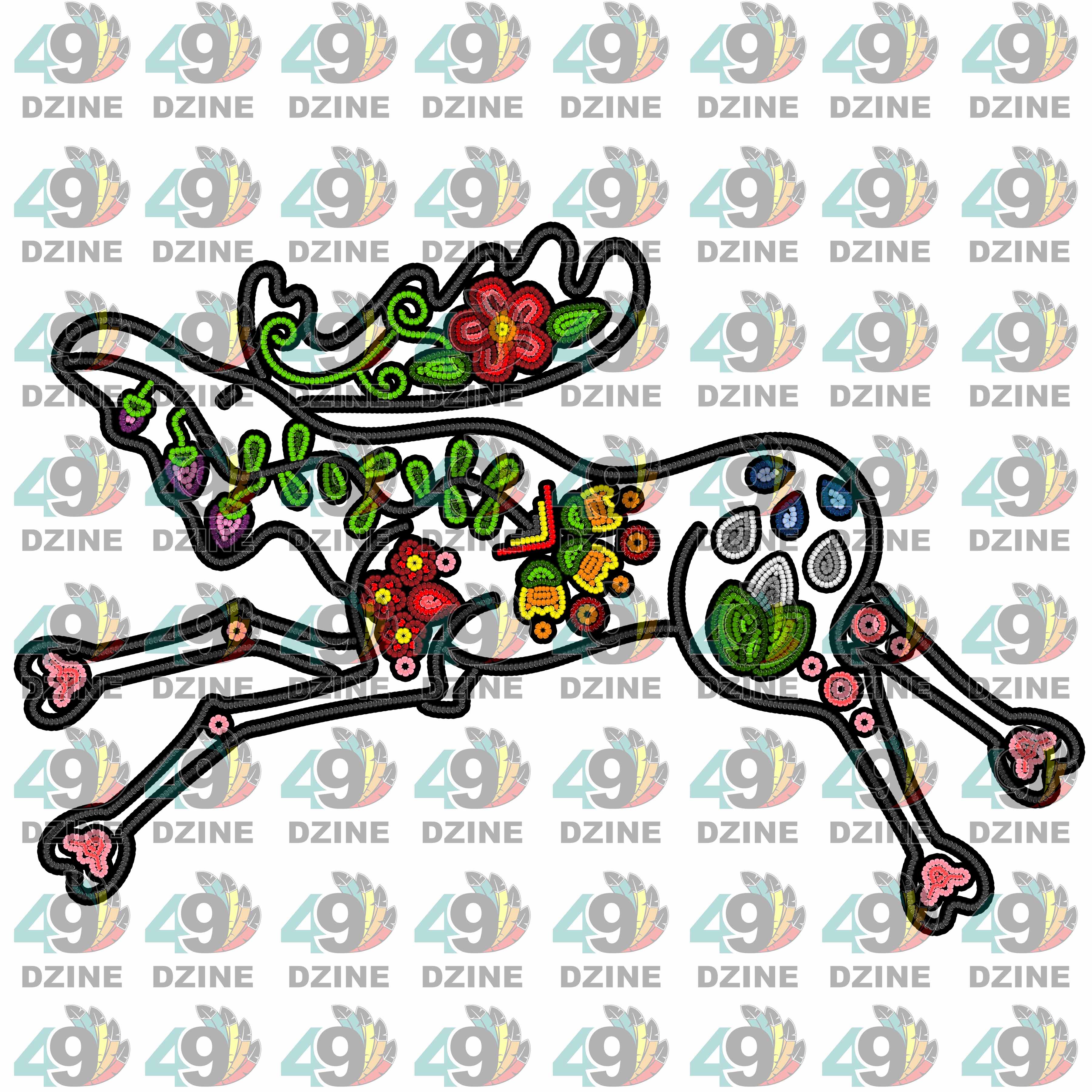Floral Ledger Moose 01 Sticker
