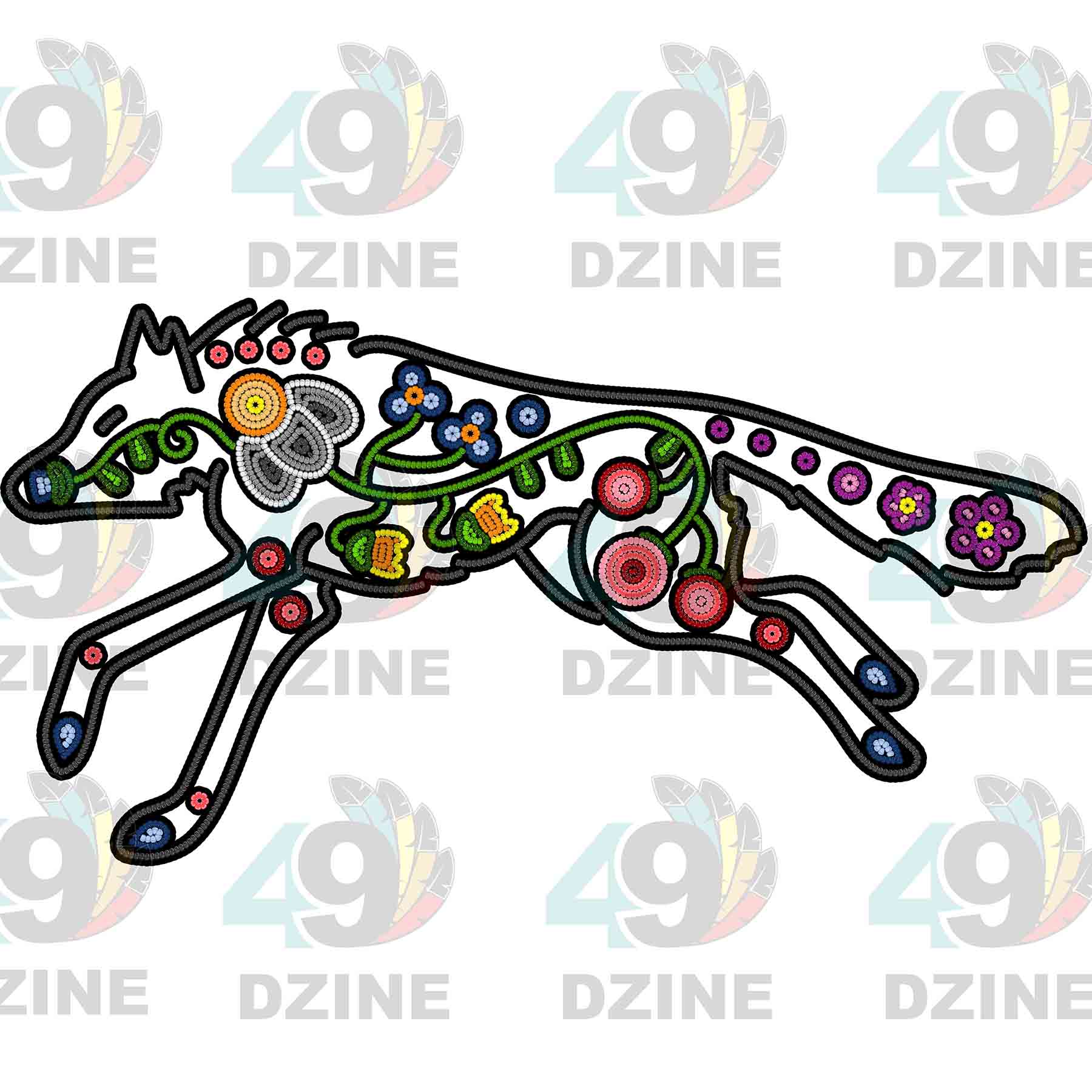 Floral Ledger Wolf 01 Sticker