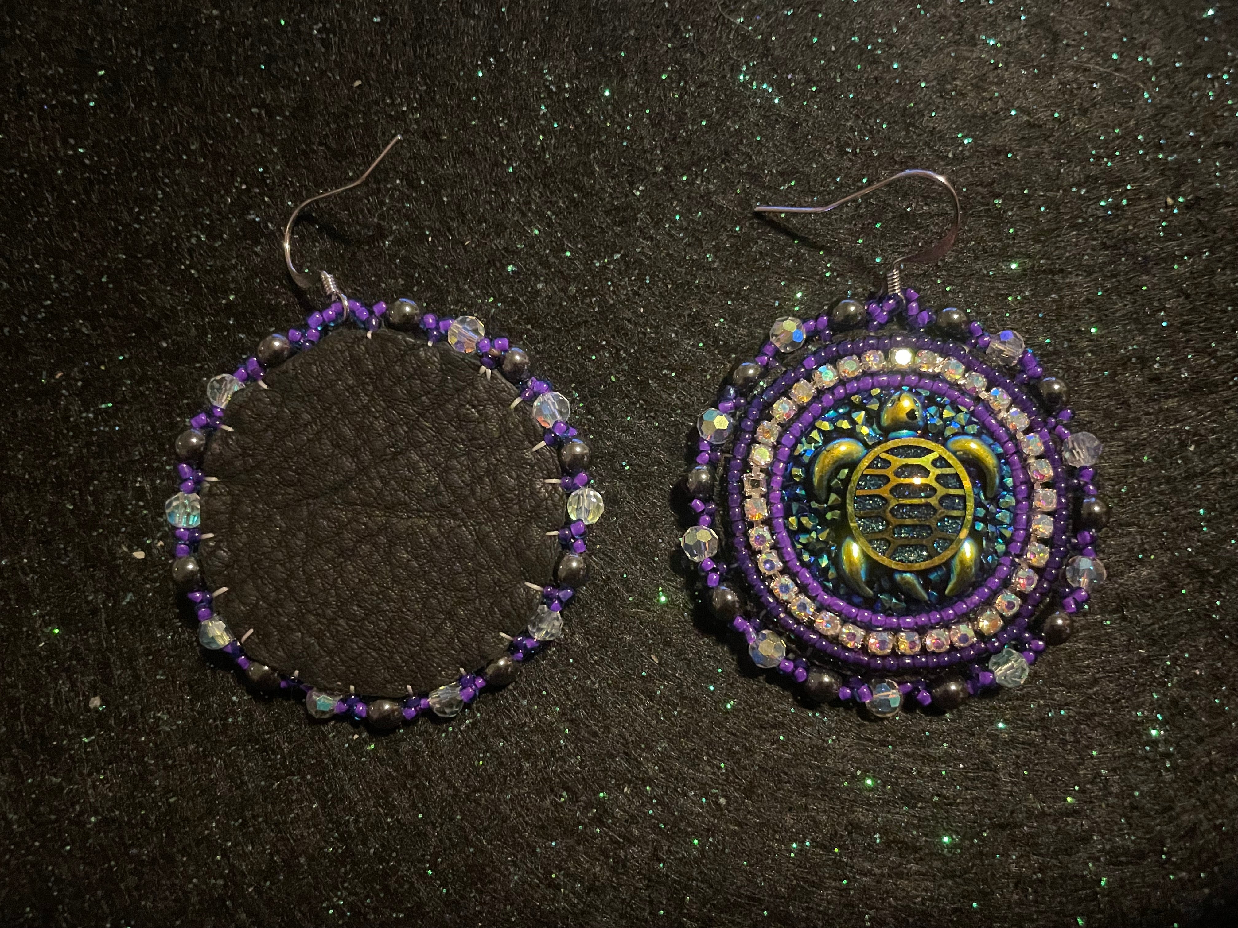 Asteria Brill Dark Purple Turtle Beaded Earrings