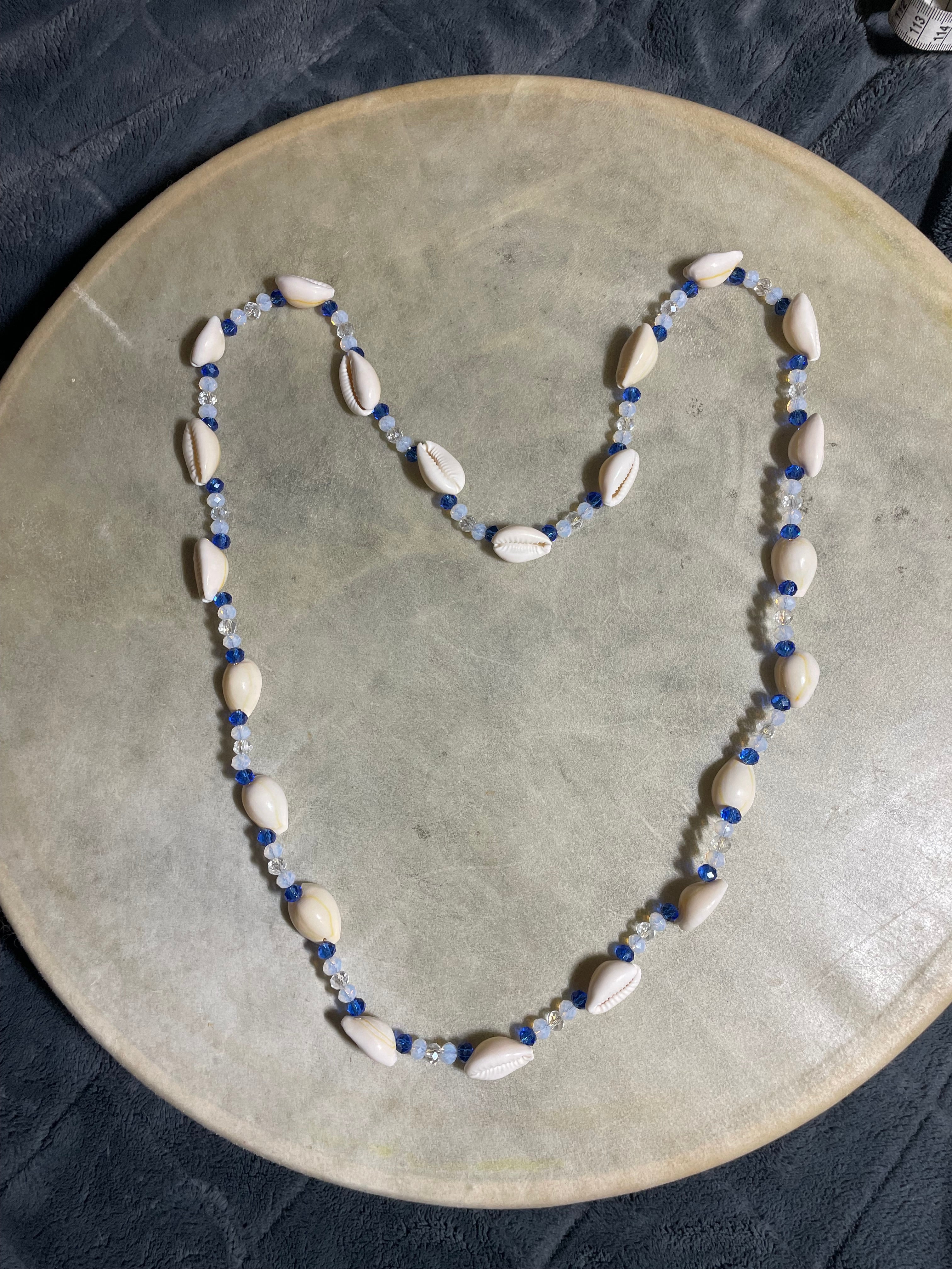 Asteria Brill 30 Inch Blue Cowrie Shell Necklace