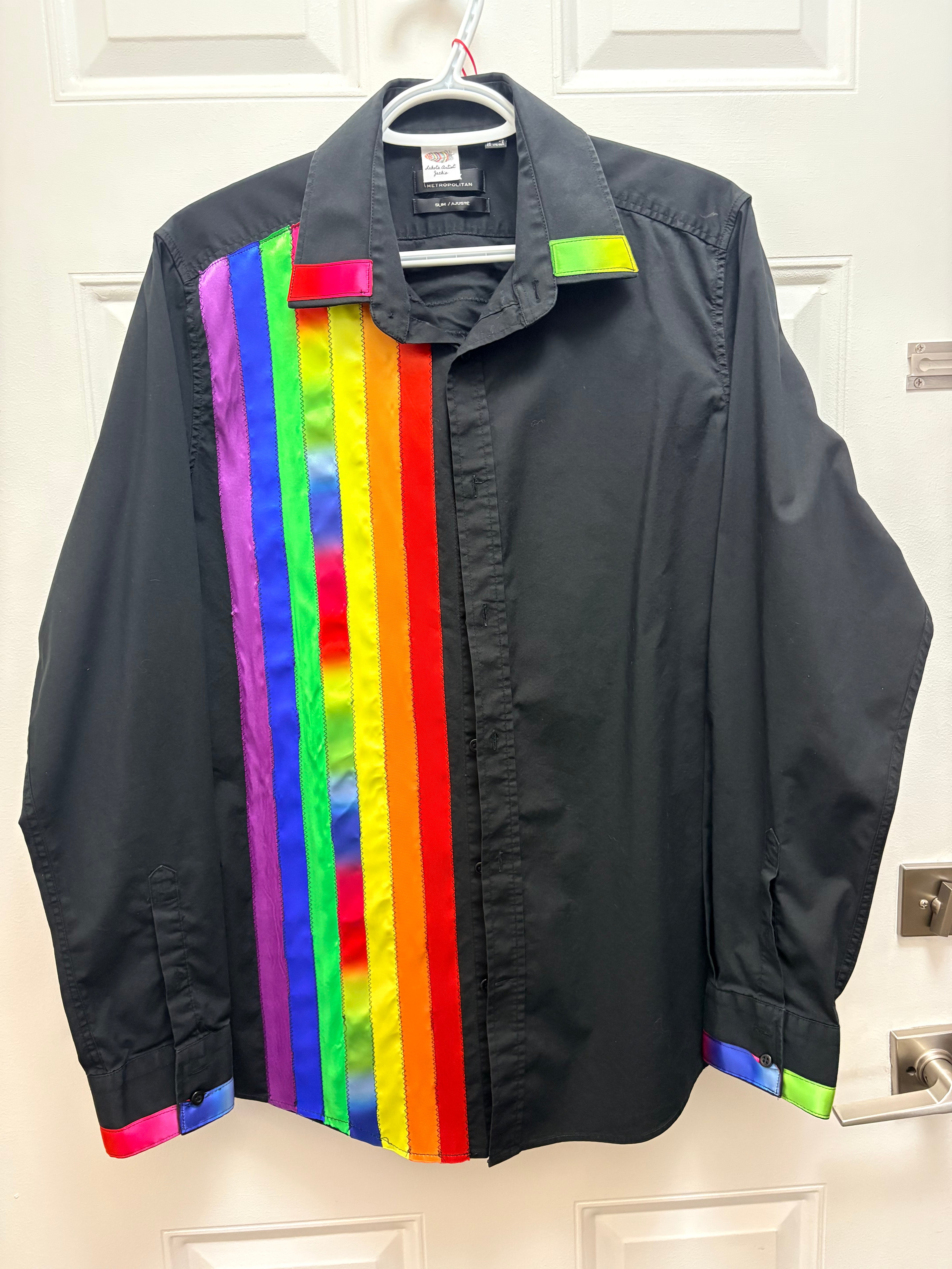Lakota Artist Jackie Black Rainbow Ribbon Shirt