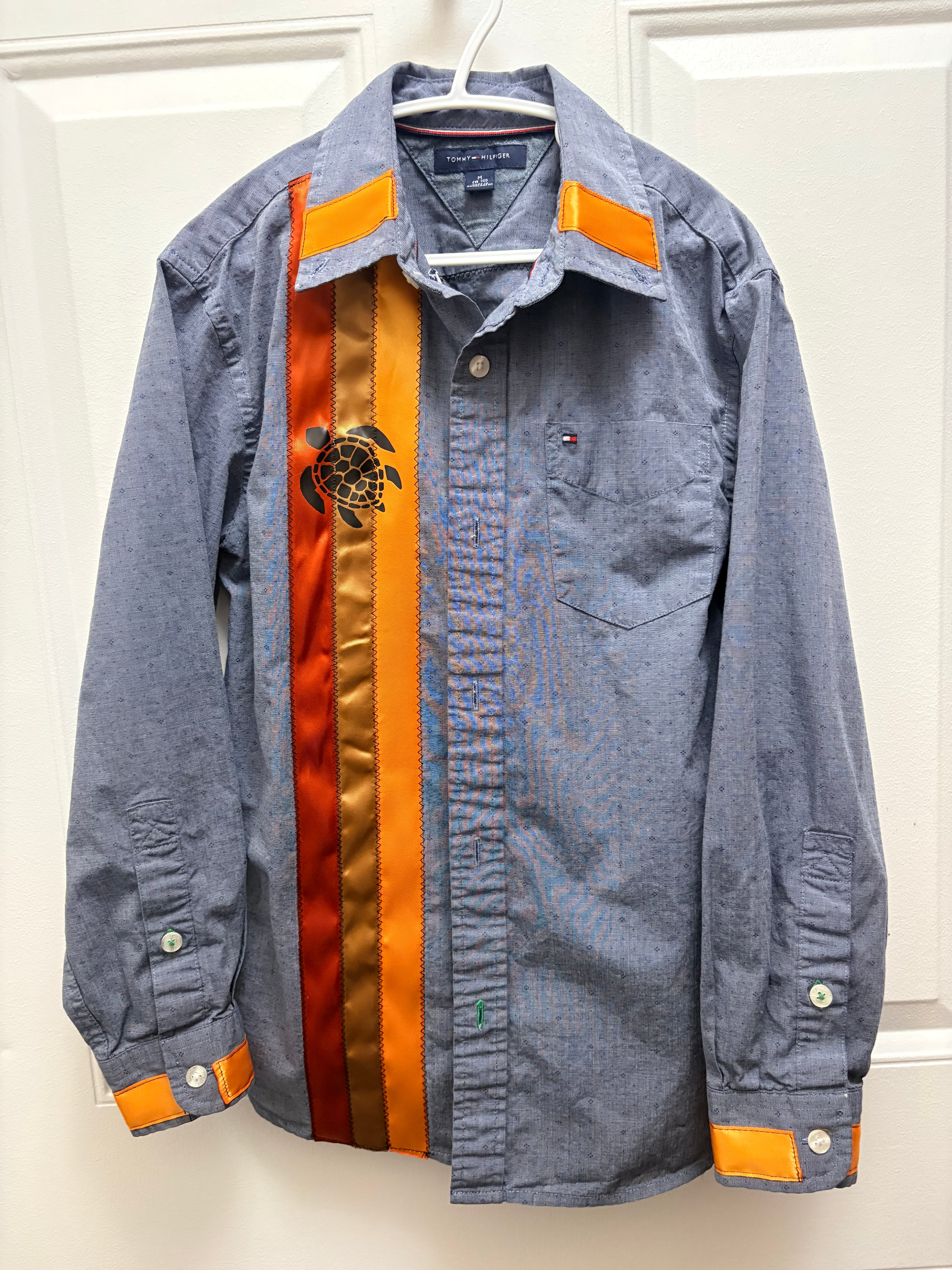 Lakota Artist Jackie Kid's Grey Turtle Ribbon Shirt