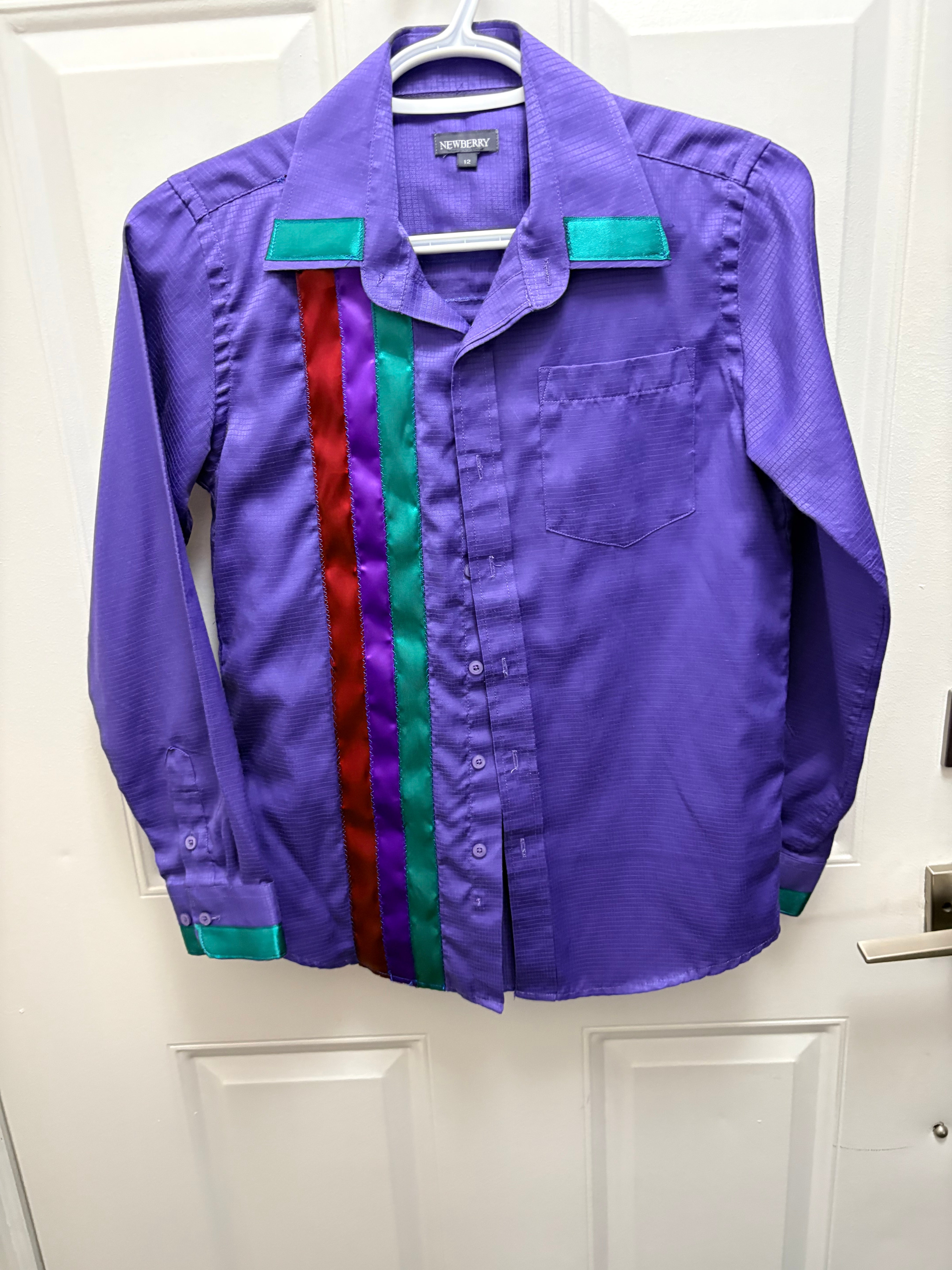 Lakota Artist Jackie Kid's Purple & Green Ribbon Shirt