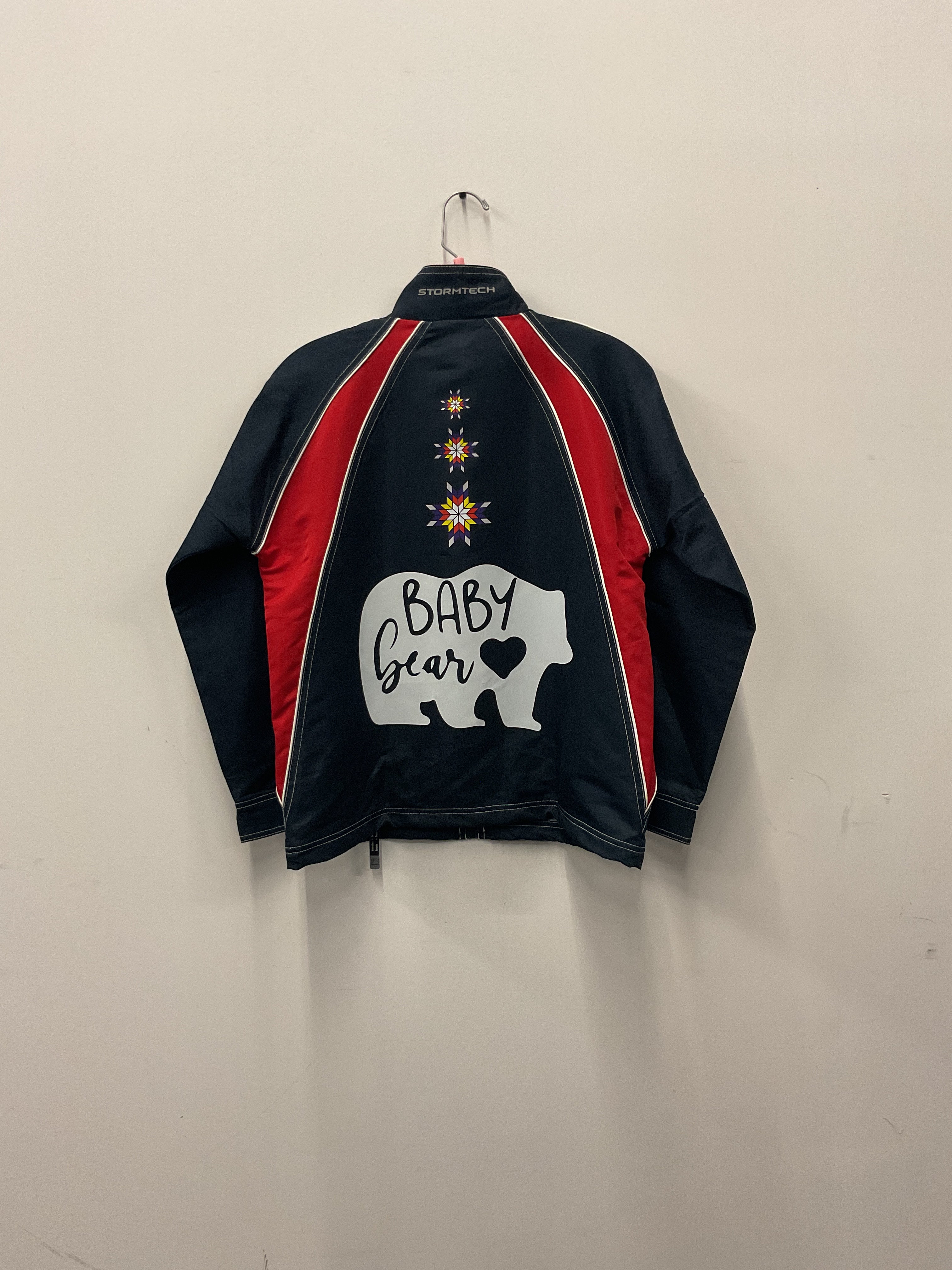 Handmade Dark Blue and Red Jacket With Bear Transfer-Youth Large