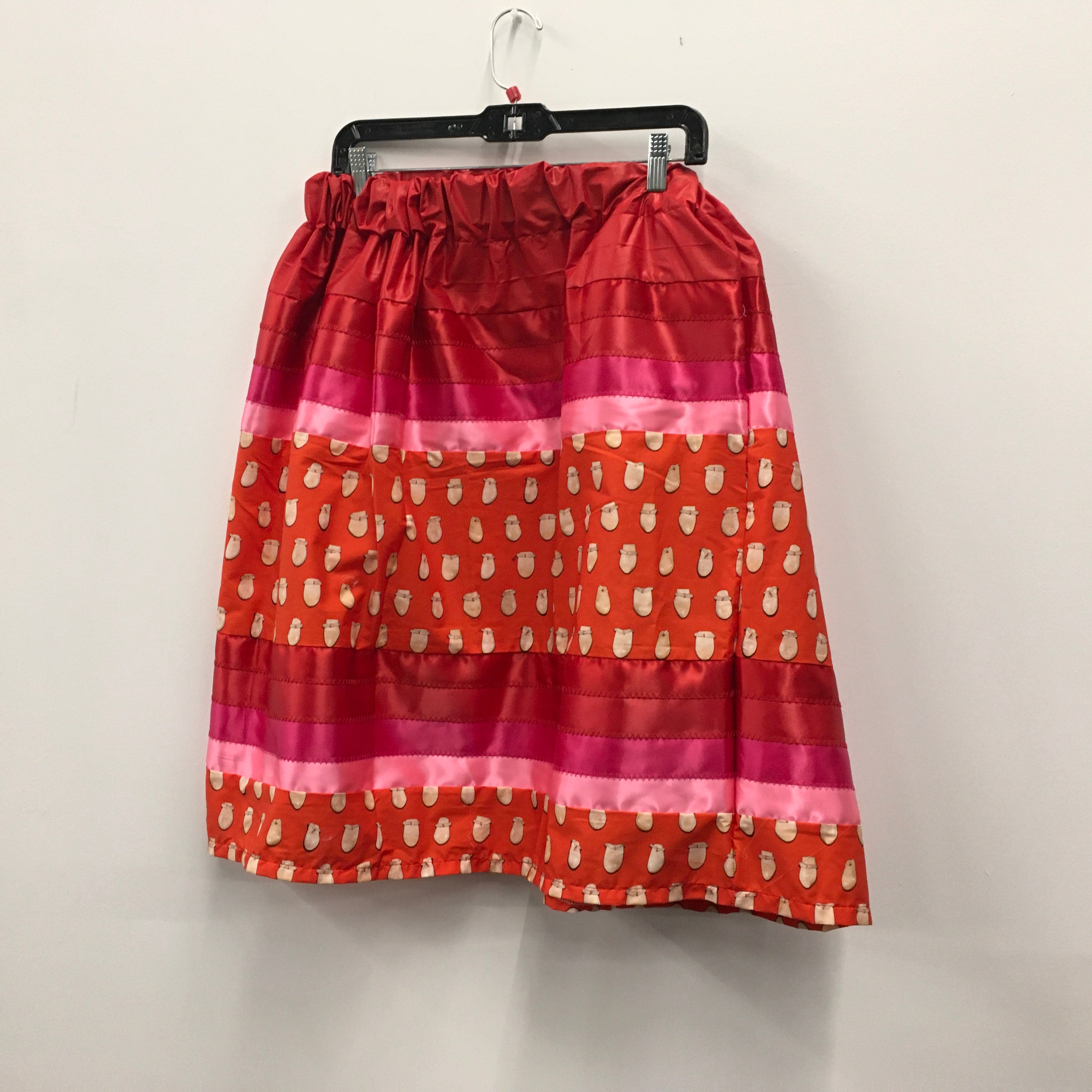 Handmade Ribbon Skirt Red Elk Teeth w/ Pink/Red Ribbons