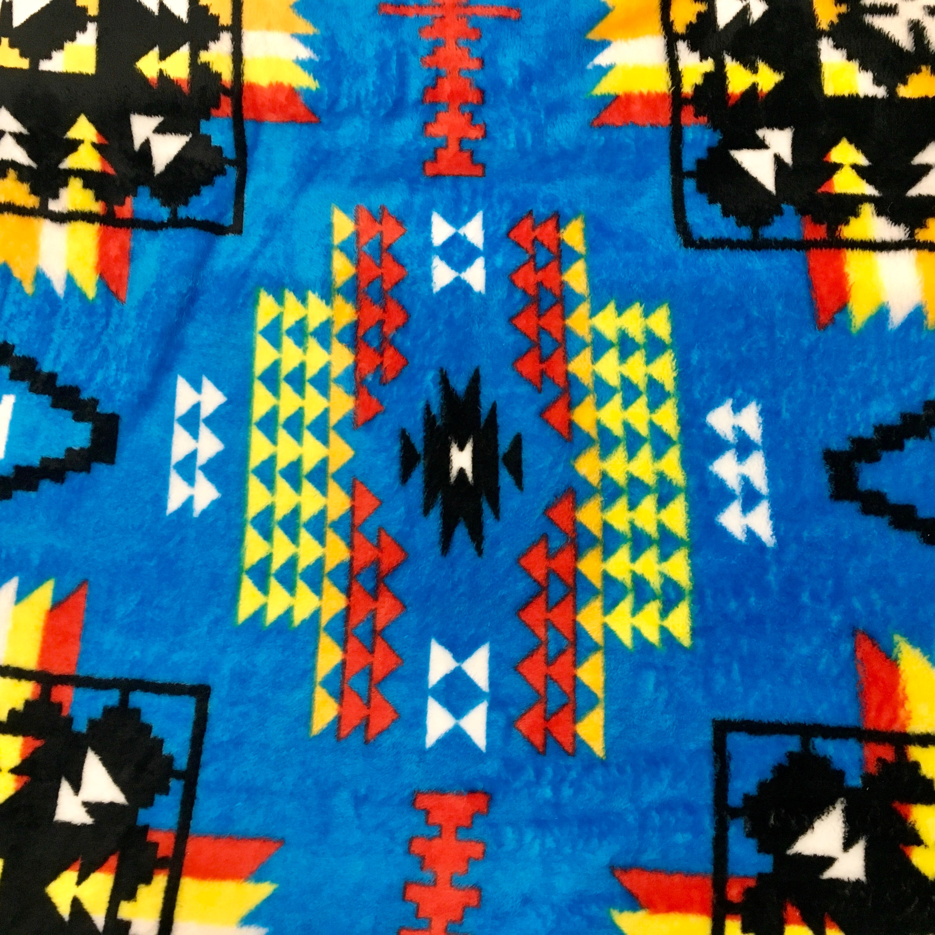 Blue Geometric Double-Sided Flannel Fleece Fabric