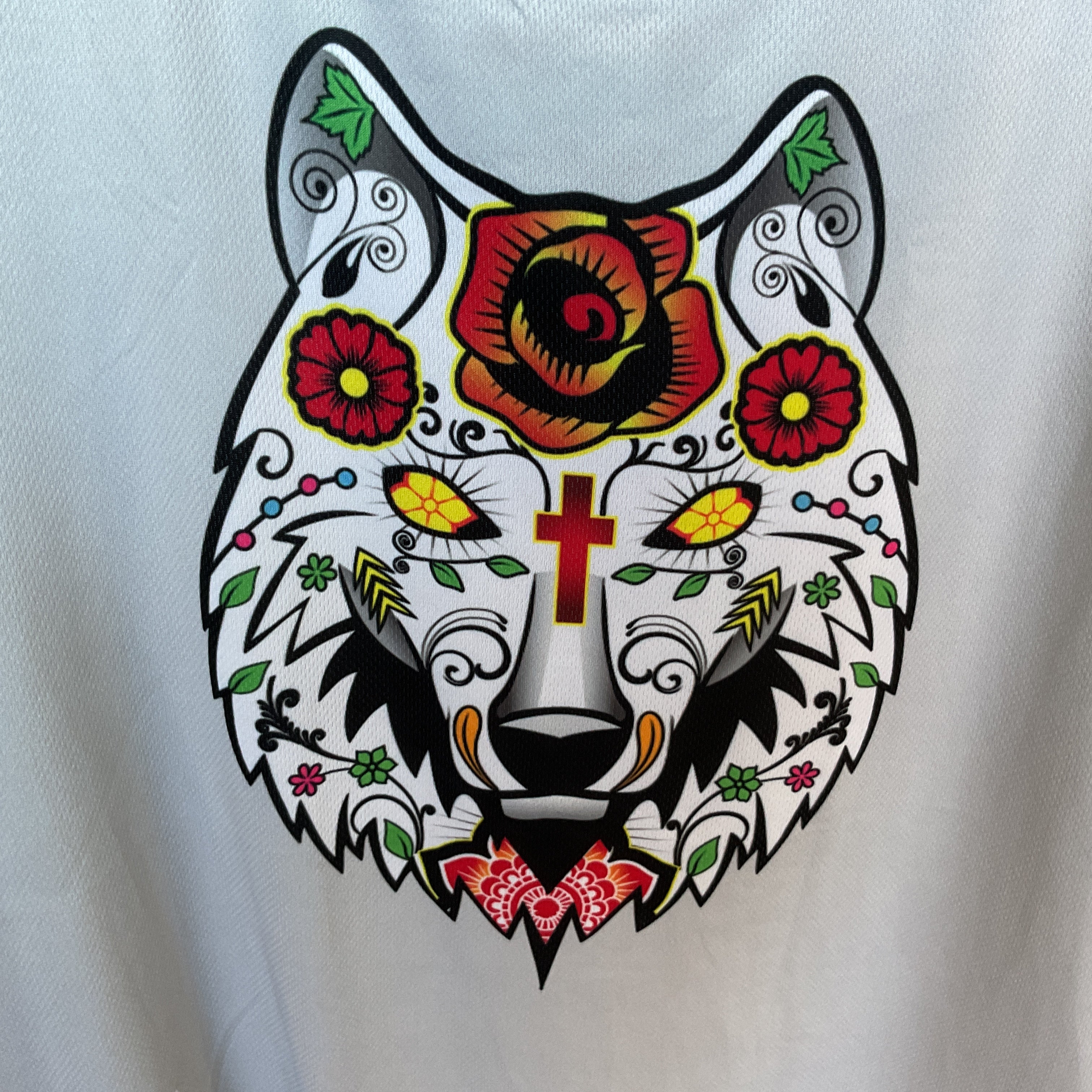 Floral Wolf Light Grey Jersey-Style T-Shirt
