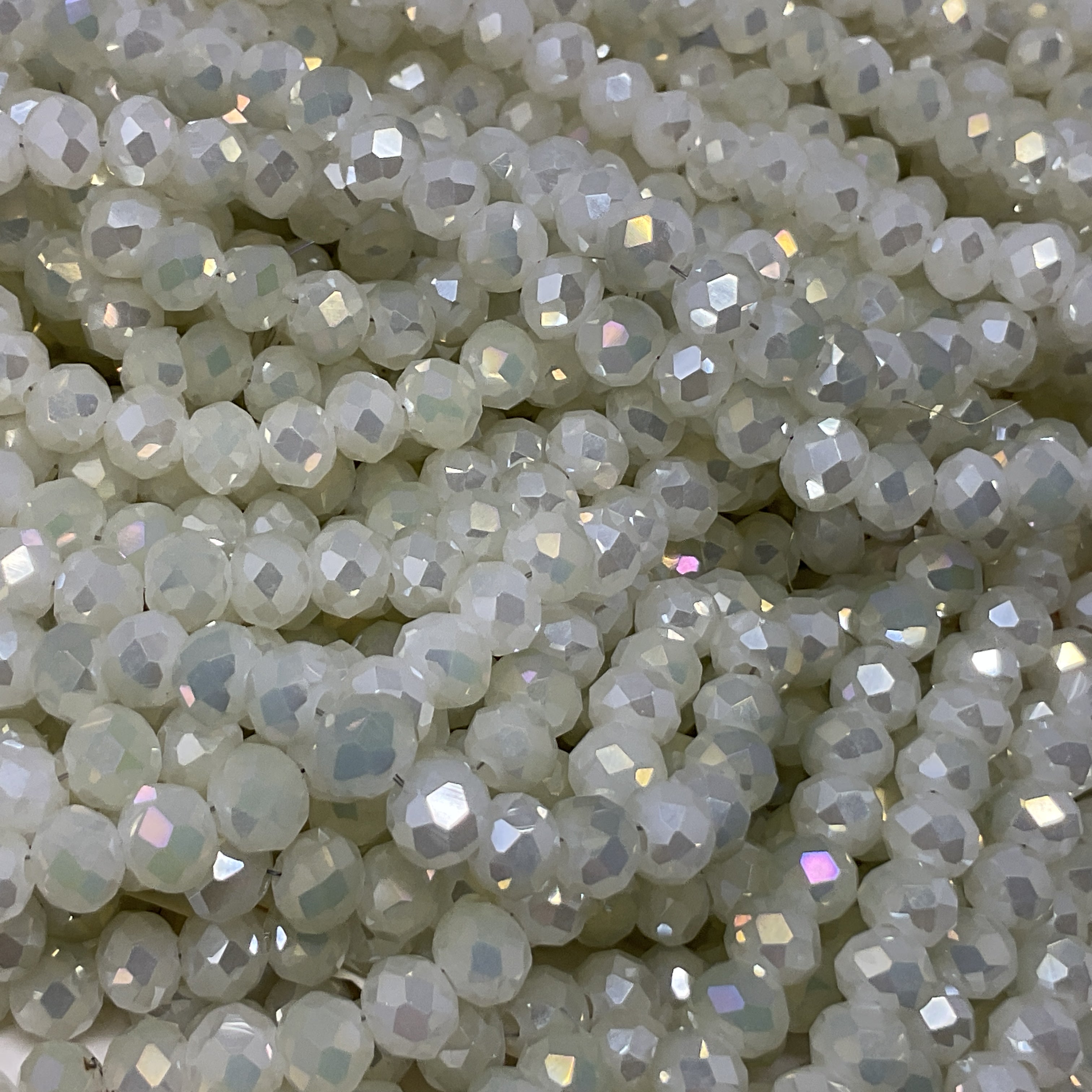 6mm Rondelle Glass Bead - Crystal Powder