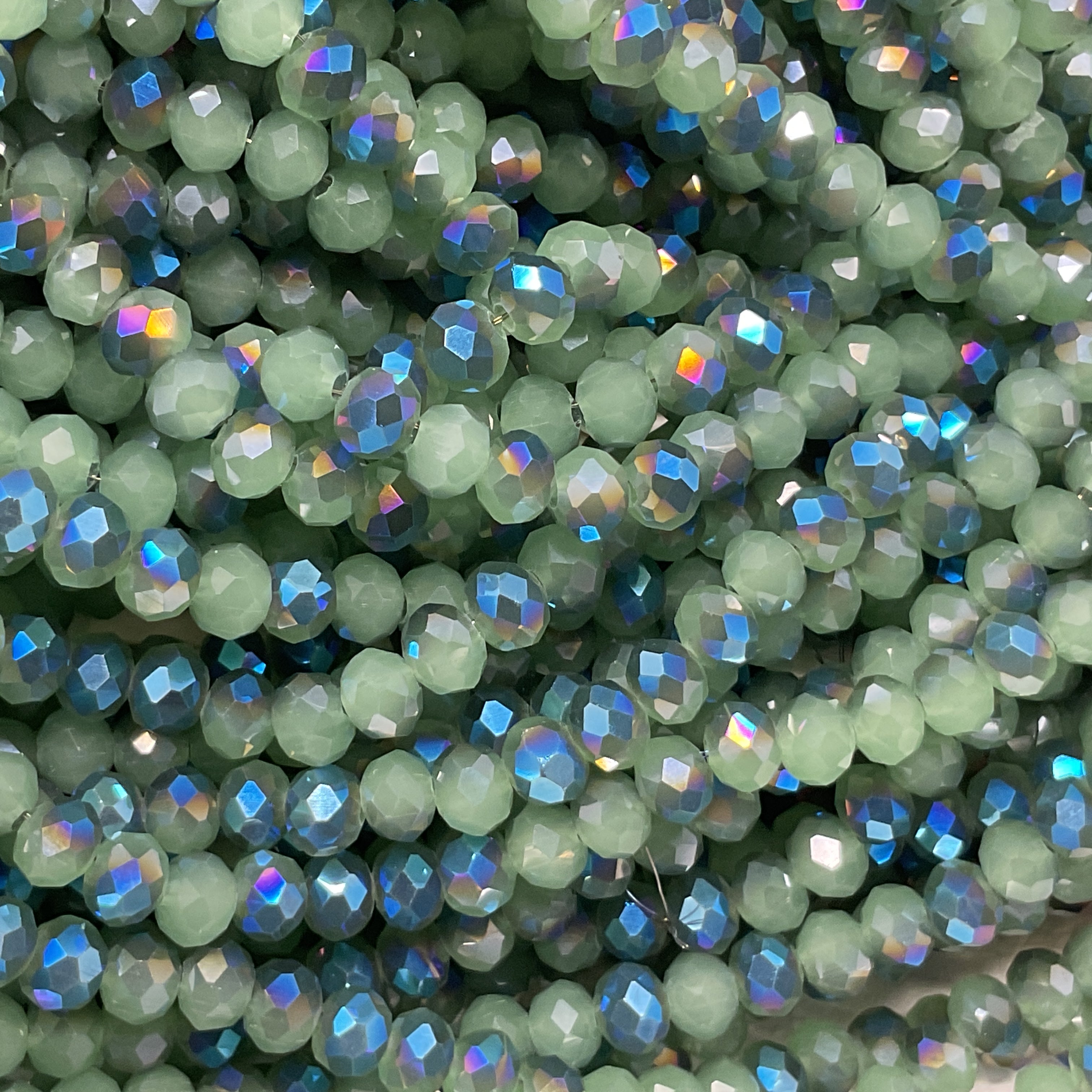 6mm Rondelle Glass Bead - Crystal Straw