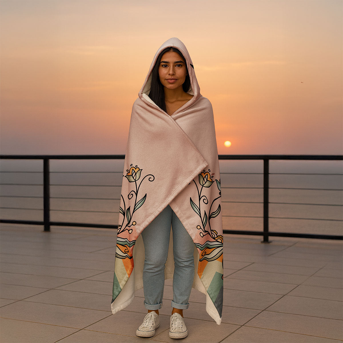 Falling Leaf Rising Bloom Hooded Blanket