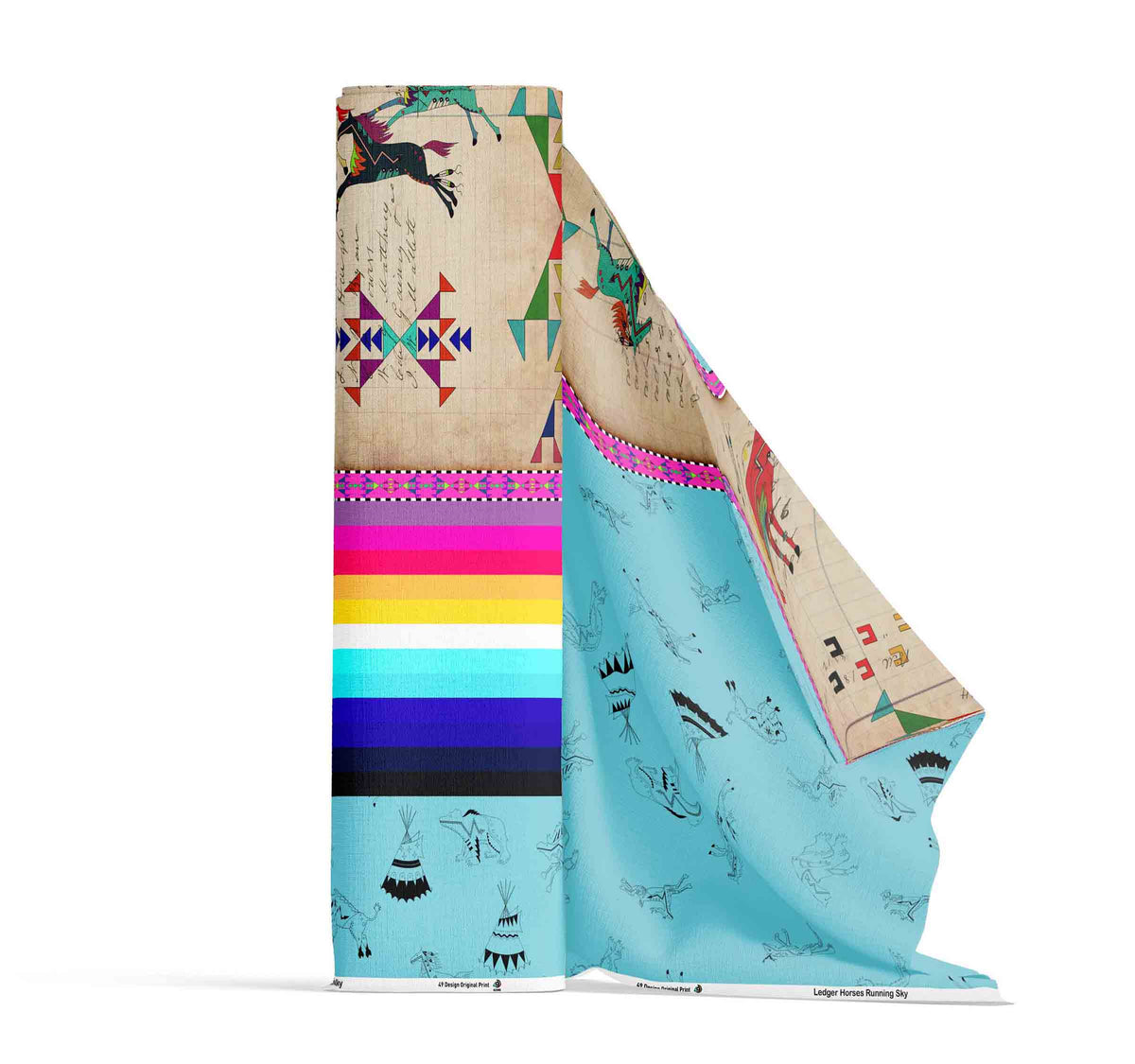 Ledger Horses Running Sky Cotton Poplin