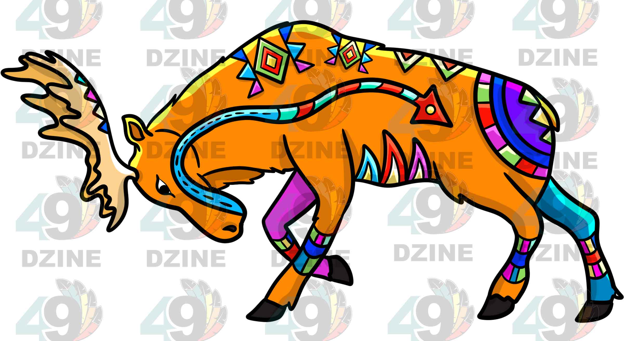 Moose 5 Colored Sticker
