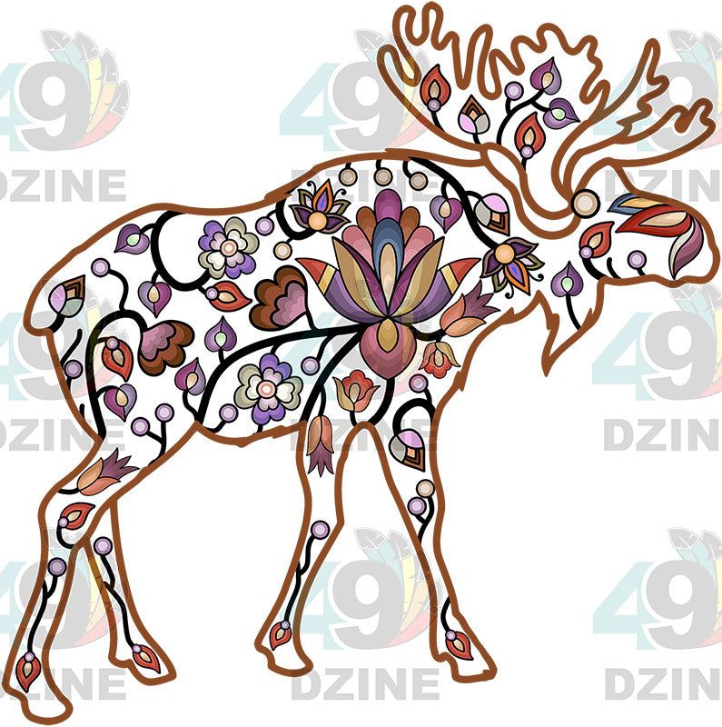 Moose Floral Motif 2-M Various Sizes