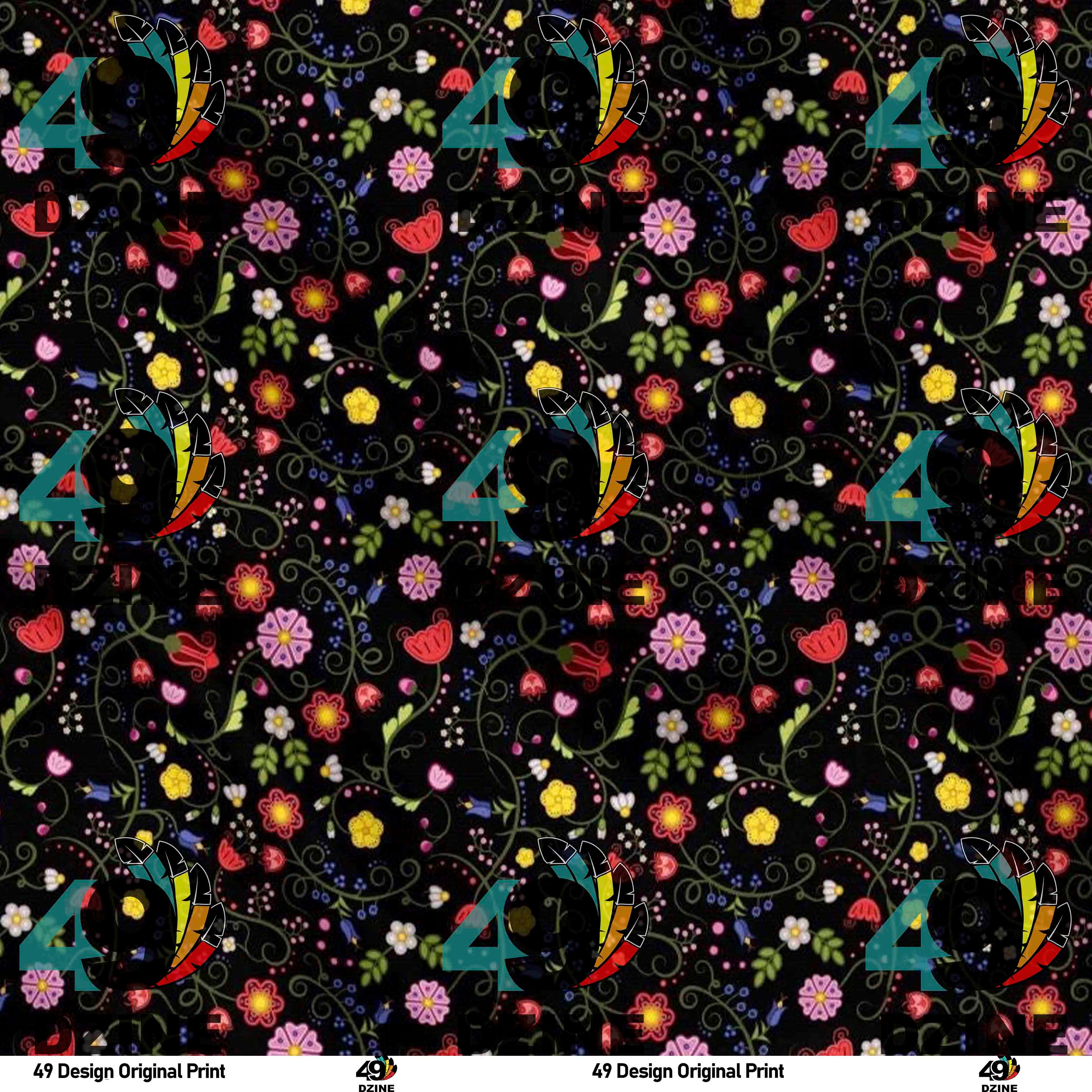Nipin Blossom Midnight Satin Fabric By the Yard