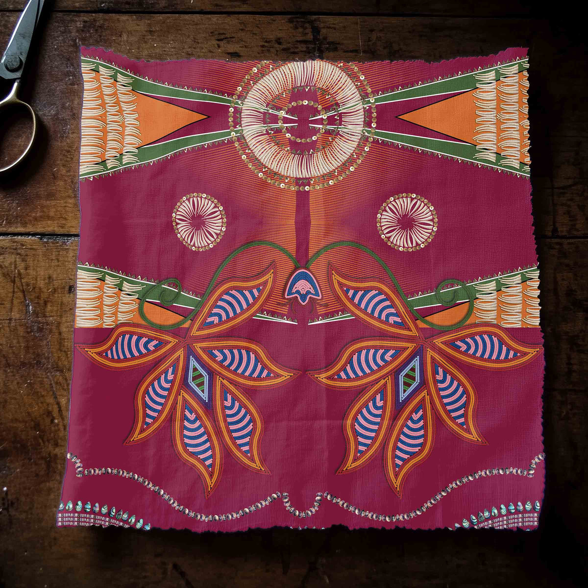 Sacred Plains Maroon Cotton Poplin