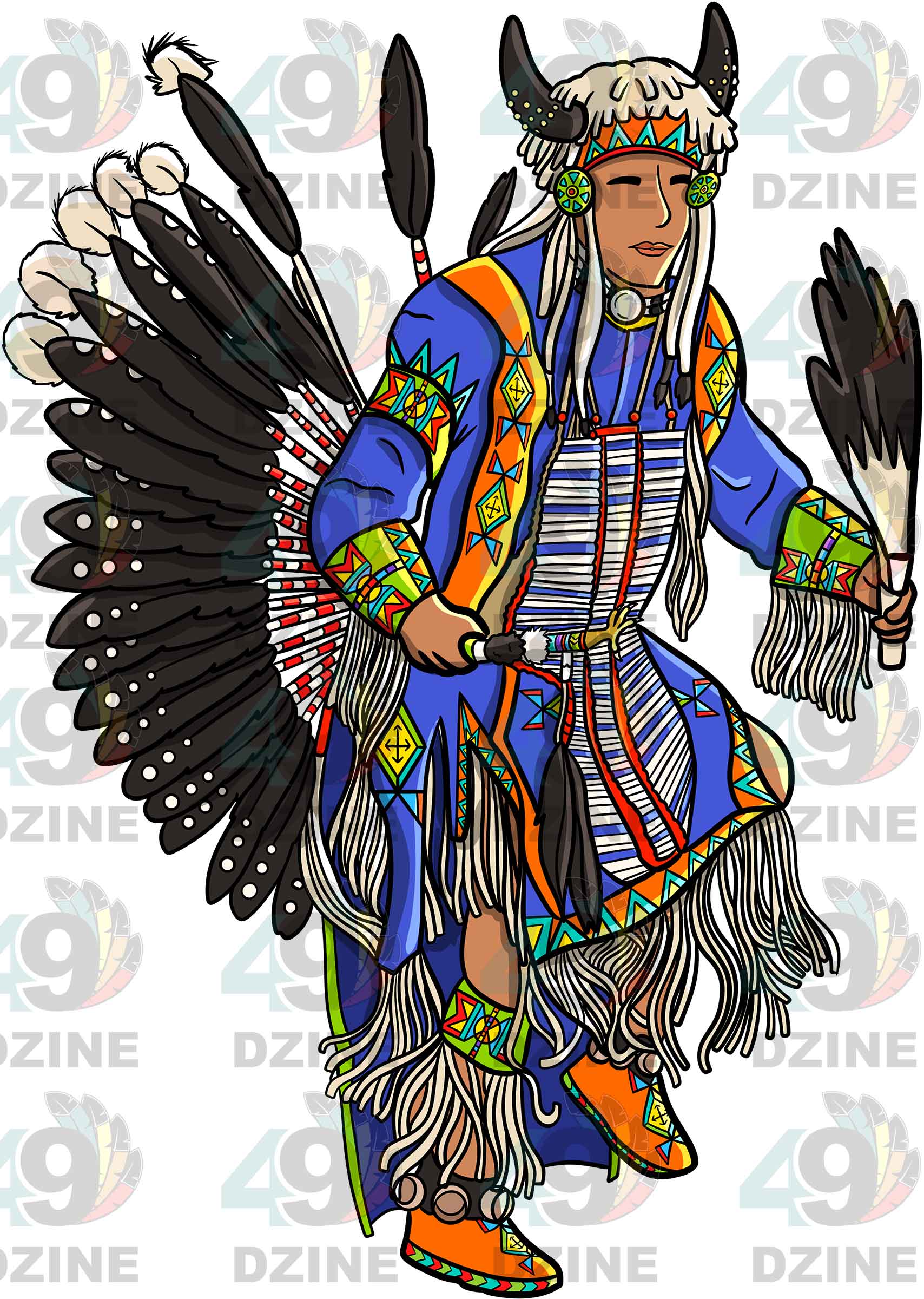 Traditional Powwow Man Dancer 1 Colored Sticker