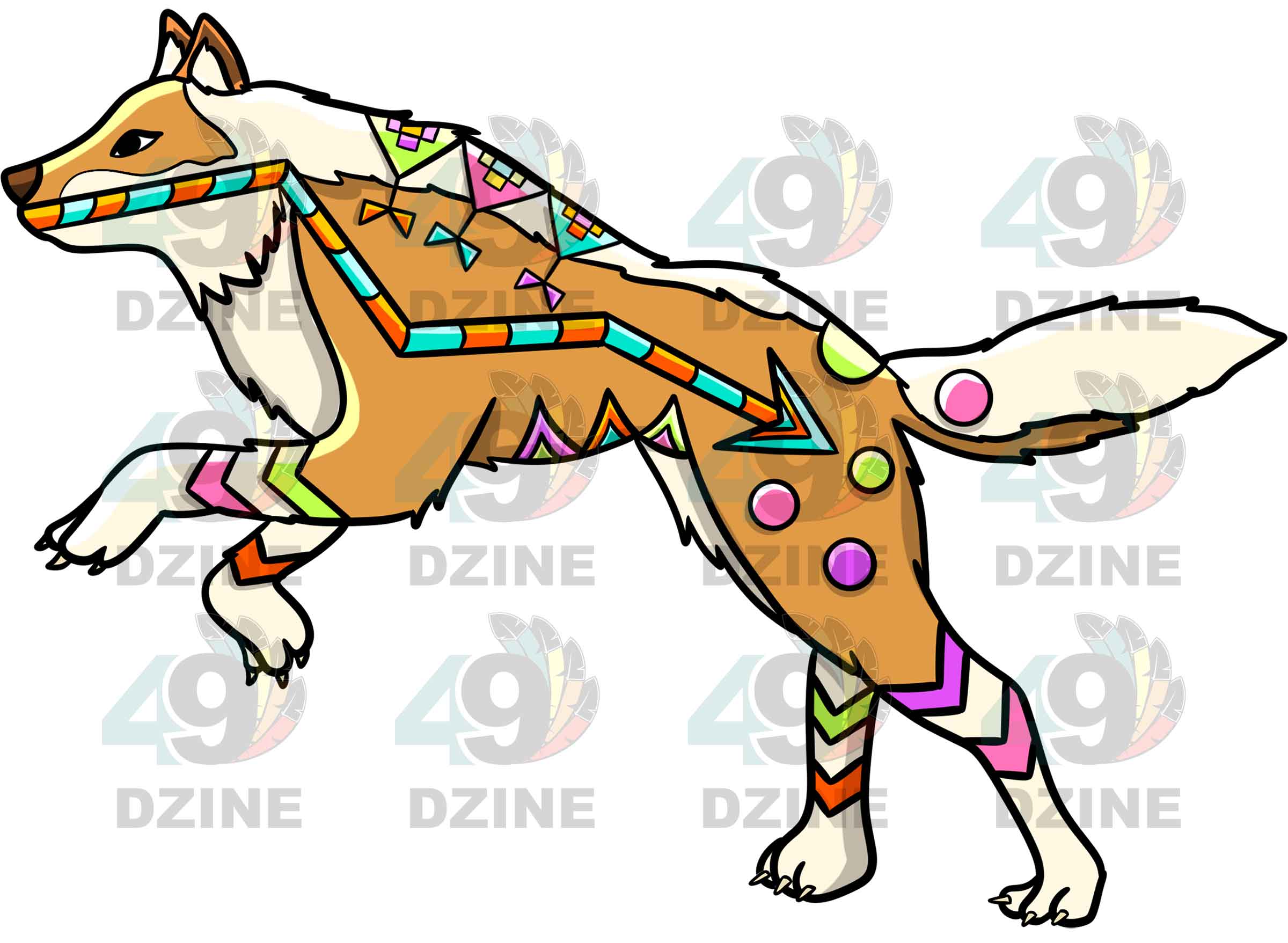 Wolf 4 Colored Sticker