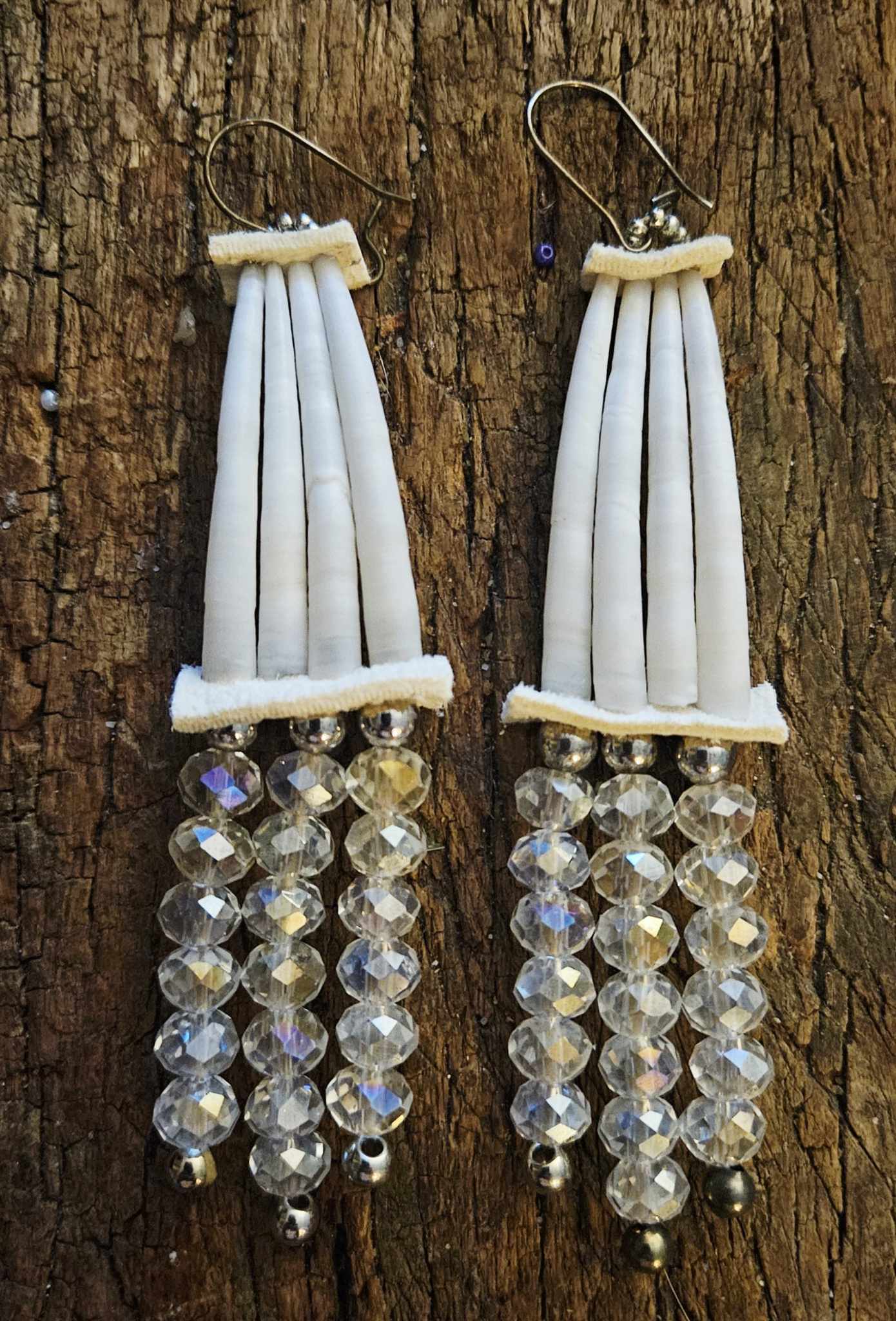 Meg Sheridan Dentalium Dangles with Clear Dangles