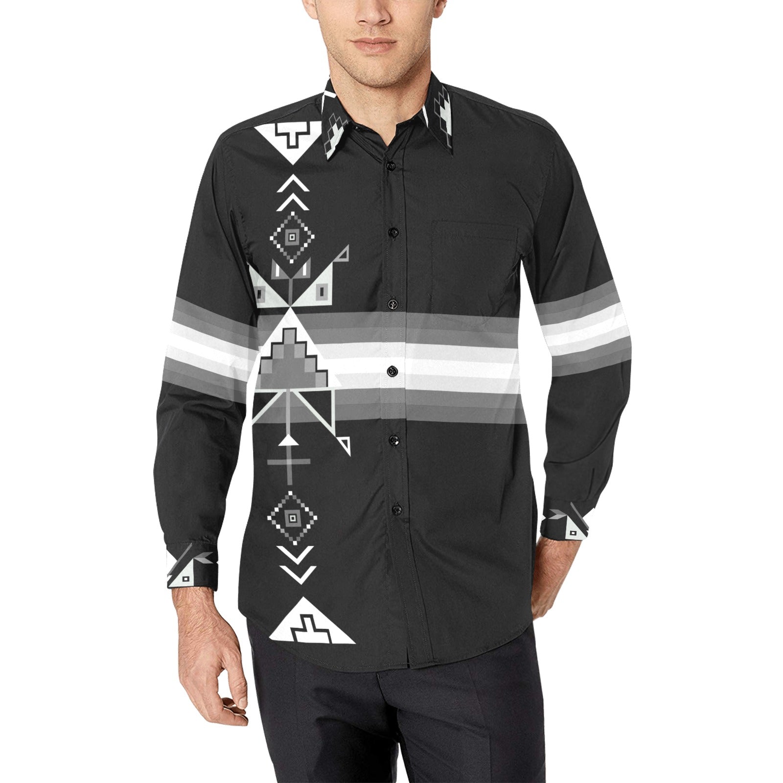 Standing Fast Long Sleeve Geometric Dress Shirt