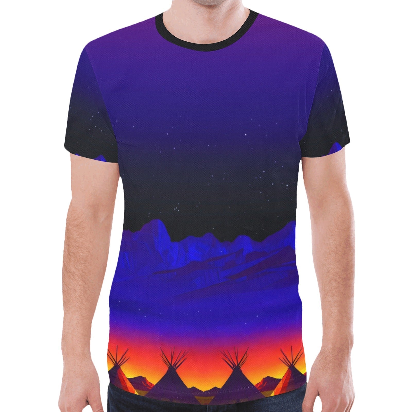 Blue Sunset Tipi Jersey-Style T-Shirt