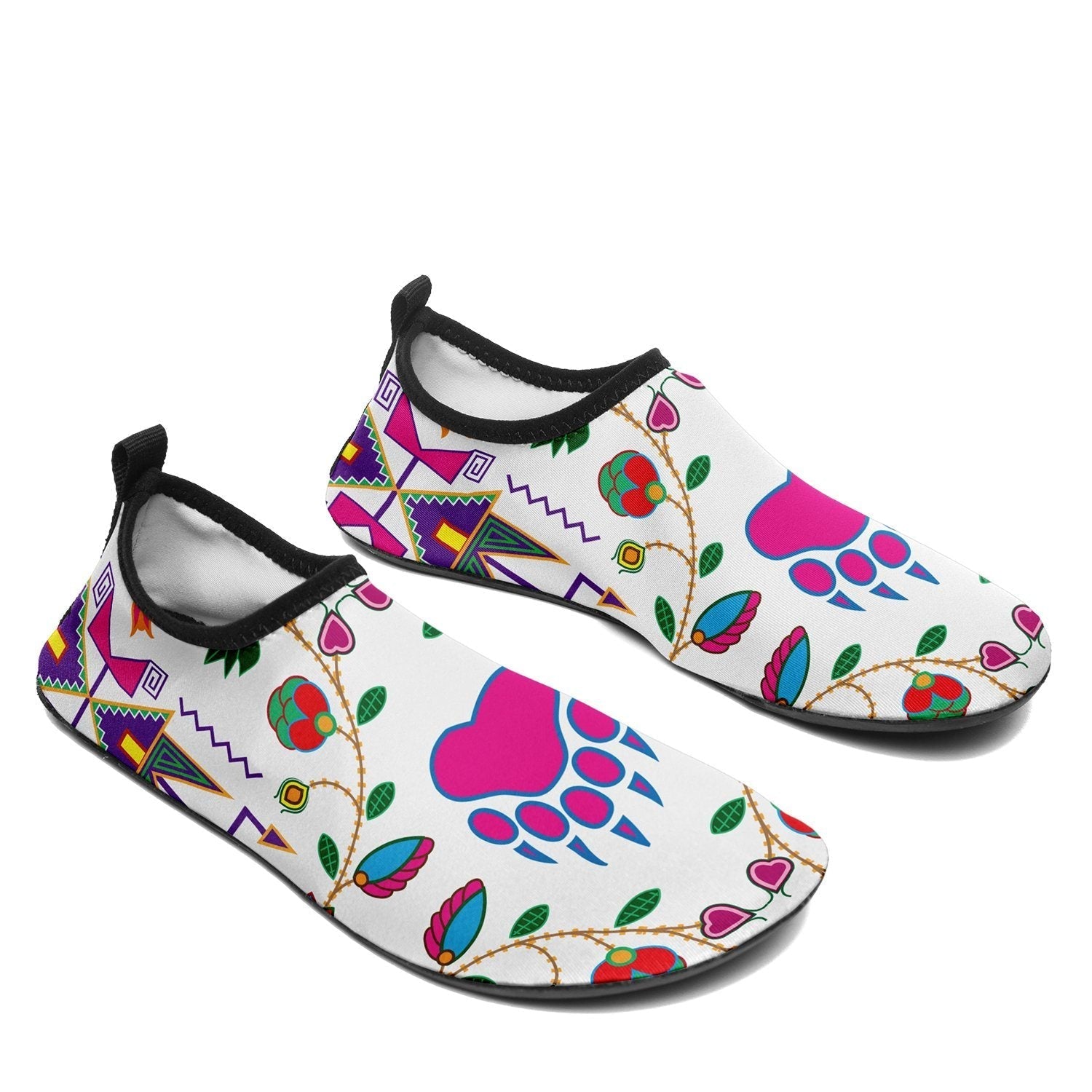 Kids Geometric Floral Fall White Sockamoccs Slip On Shoes