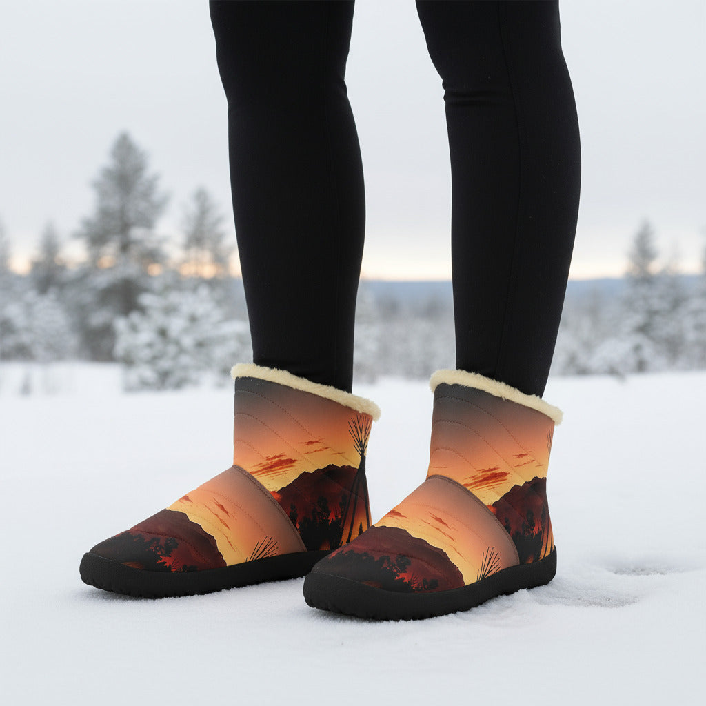 Sunset Tipi High Top Zipper Winter Boot with Fur Lining