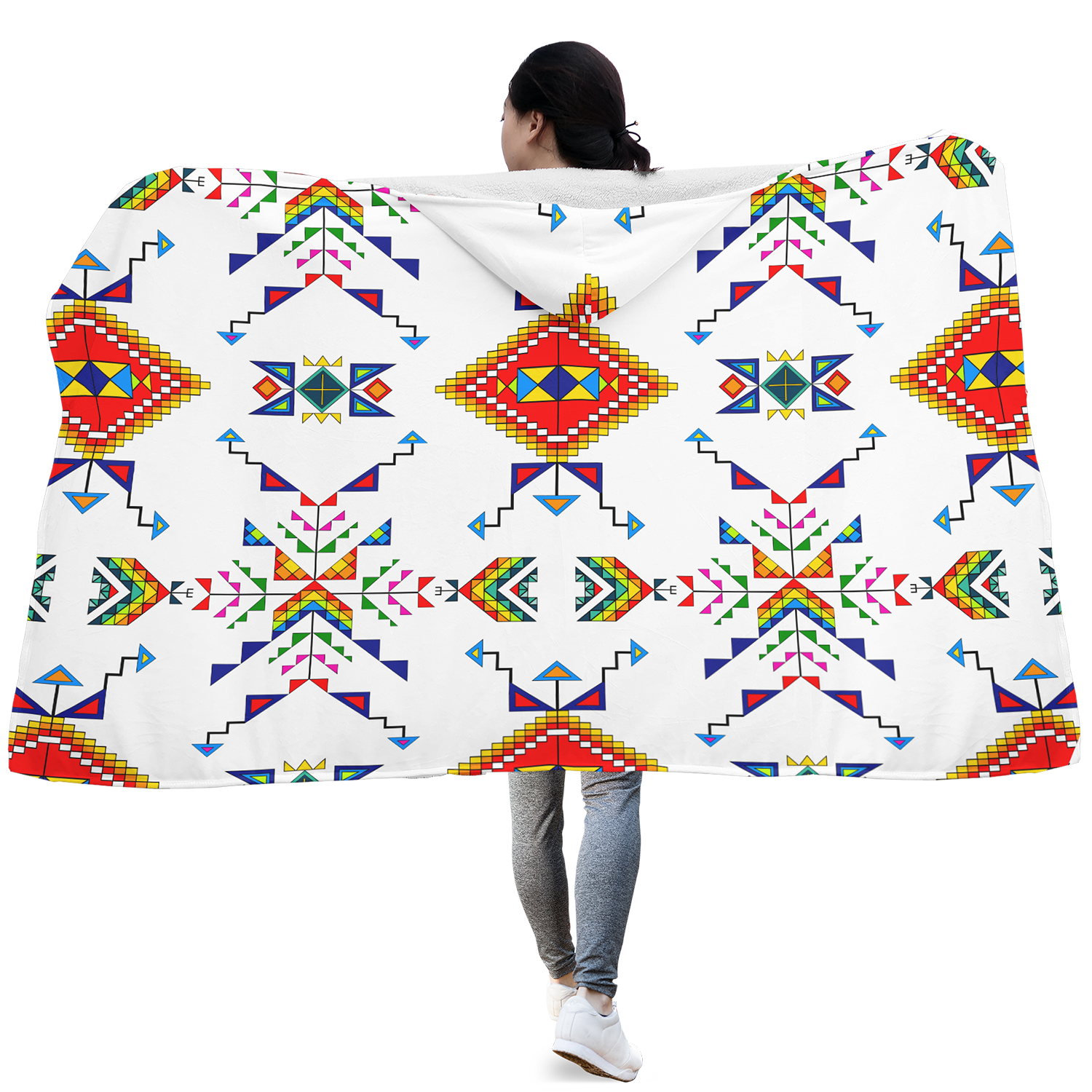 Buffalo Jump White Hooded Blanket