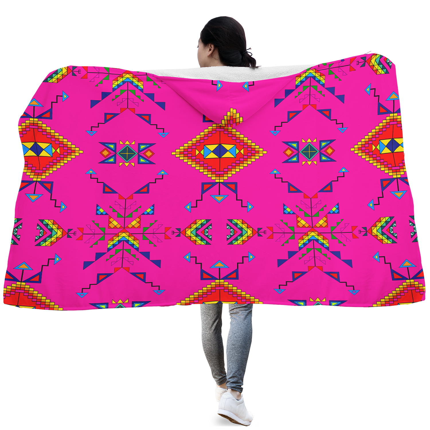 Buffalo Jump Pink Hooded Blanket