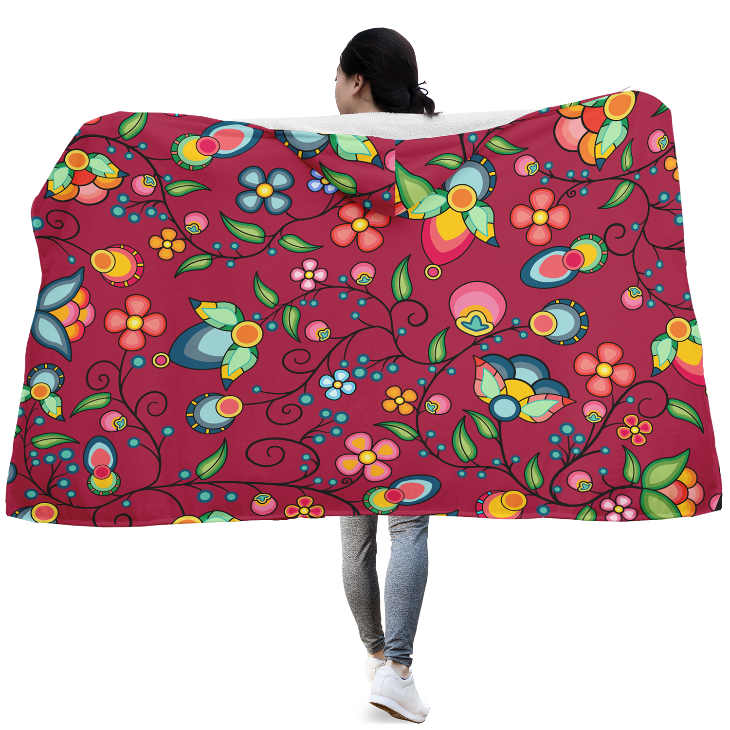 Floral Bounty Magenta Hooded Blanket