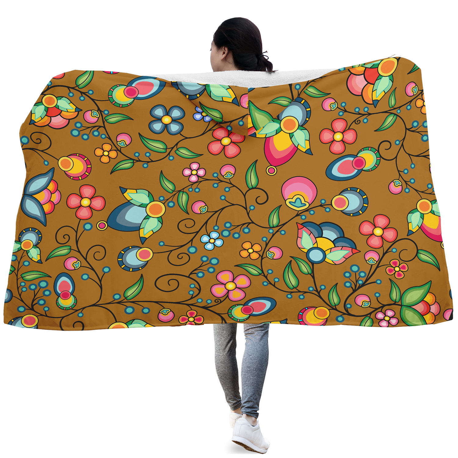 Floral Bounty Fall Leaves Hooded Blanket