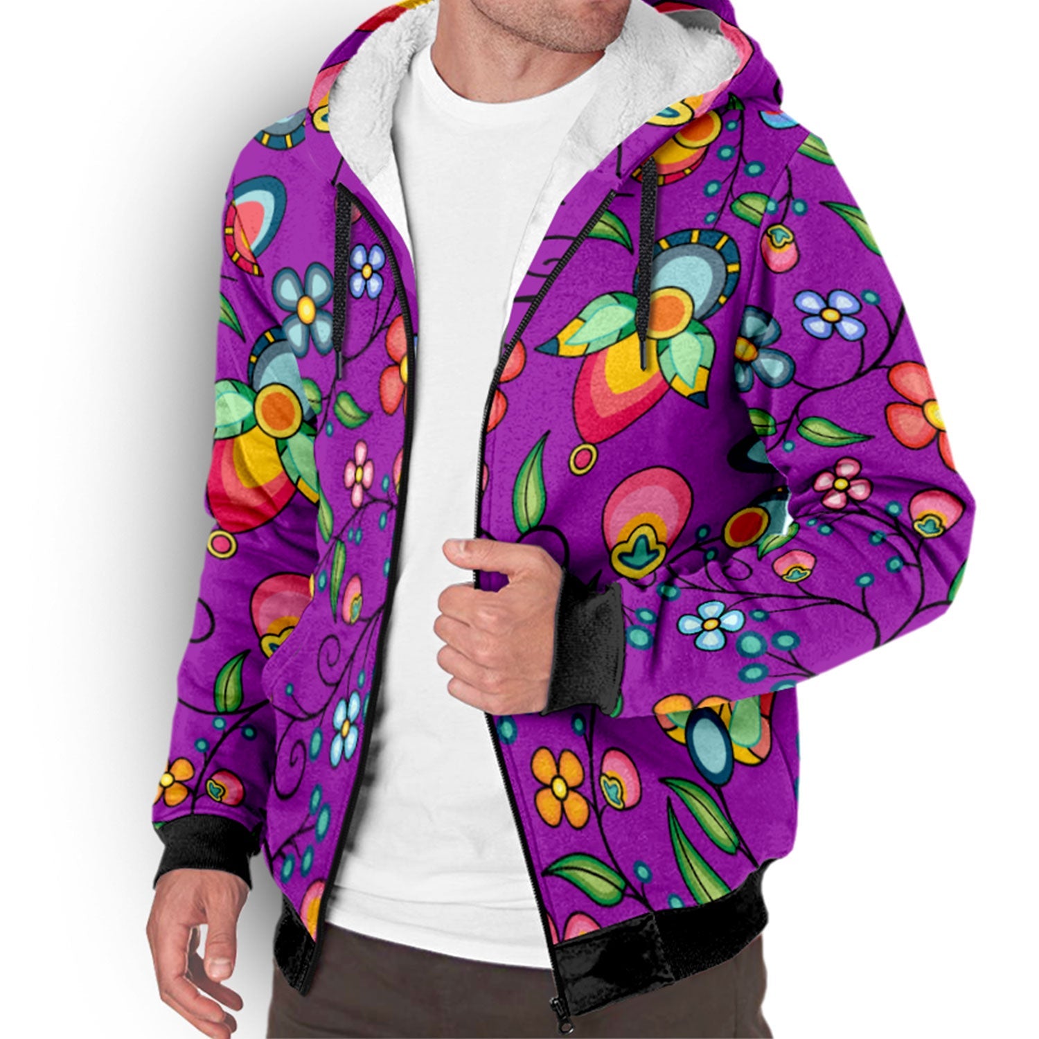 Floral Bounty Purple Sherpa Hoodie