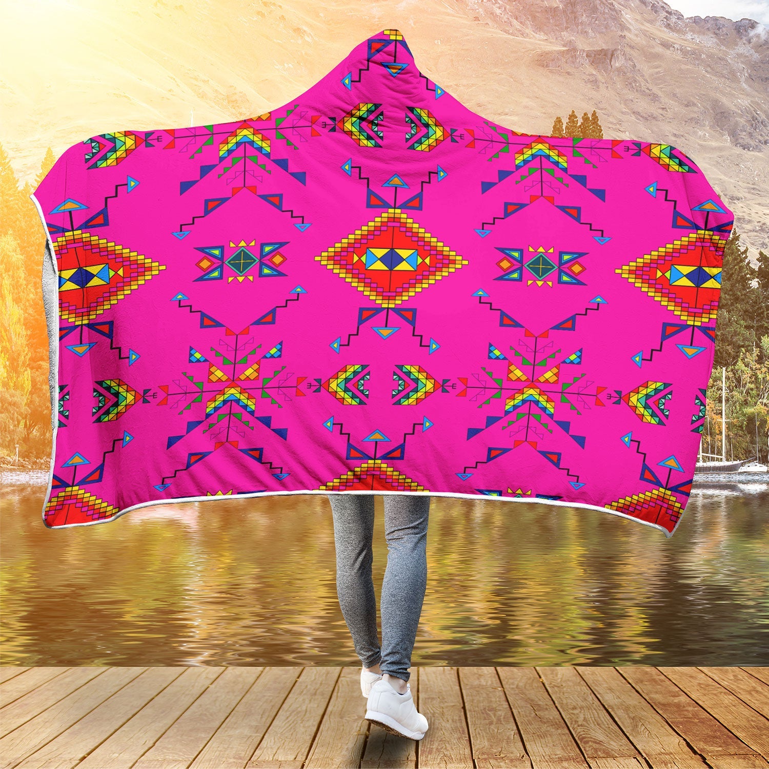 Buffalo Jump Pink Hooded Blanket