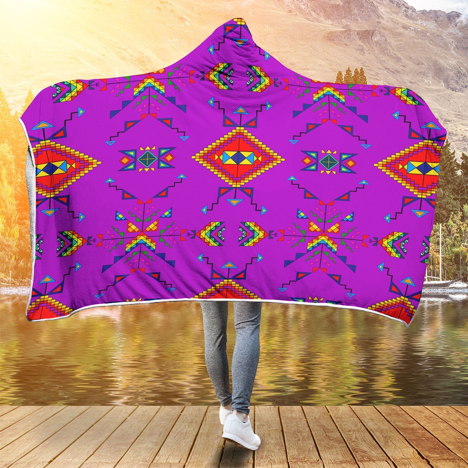 Buffalo Jump Purple Hooded Blanket