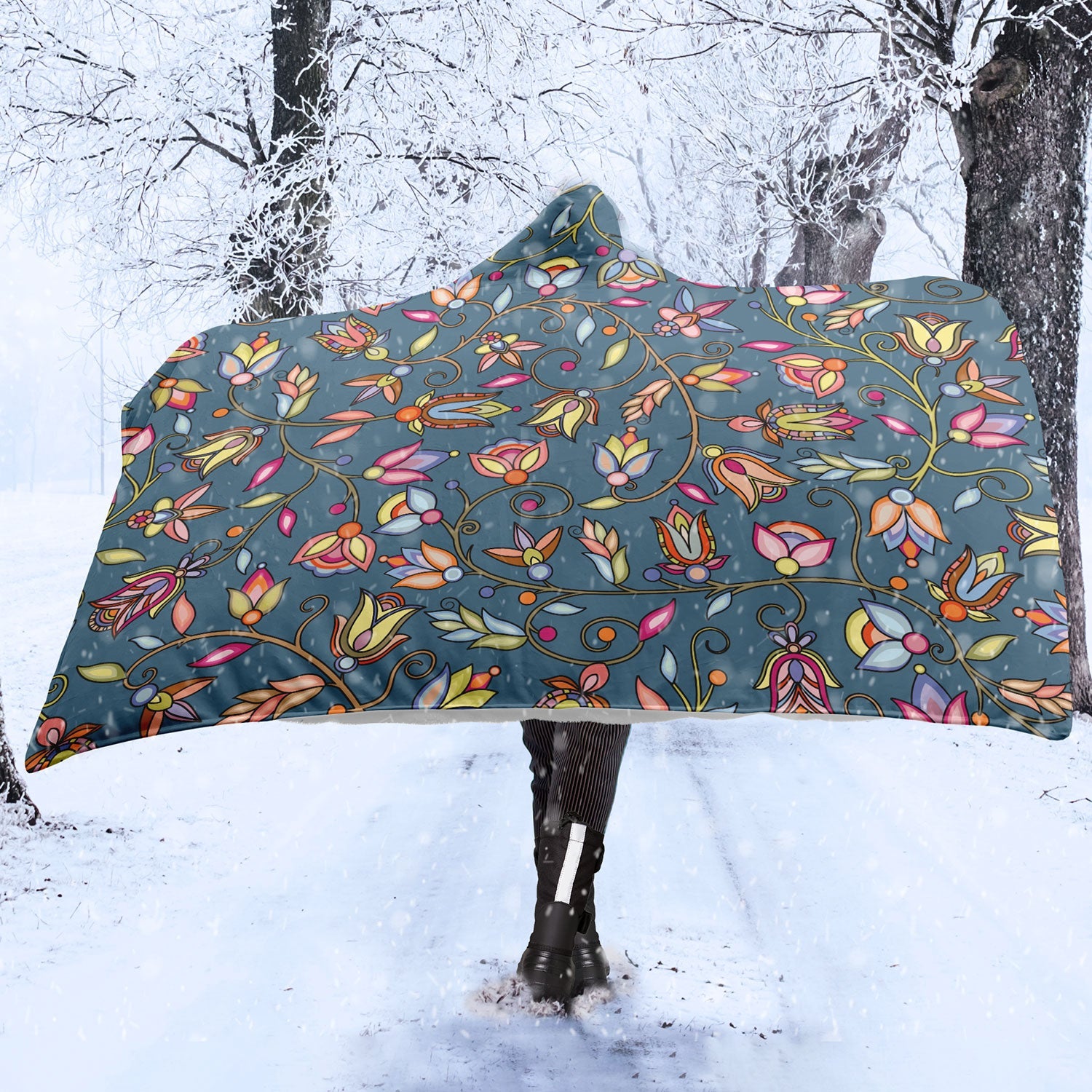 Buffalo Bloom Rainstorm Hooded Blanket