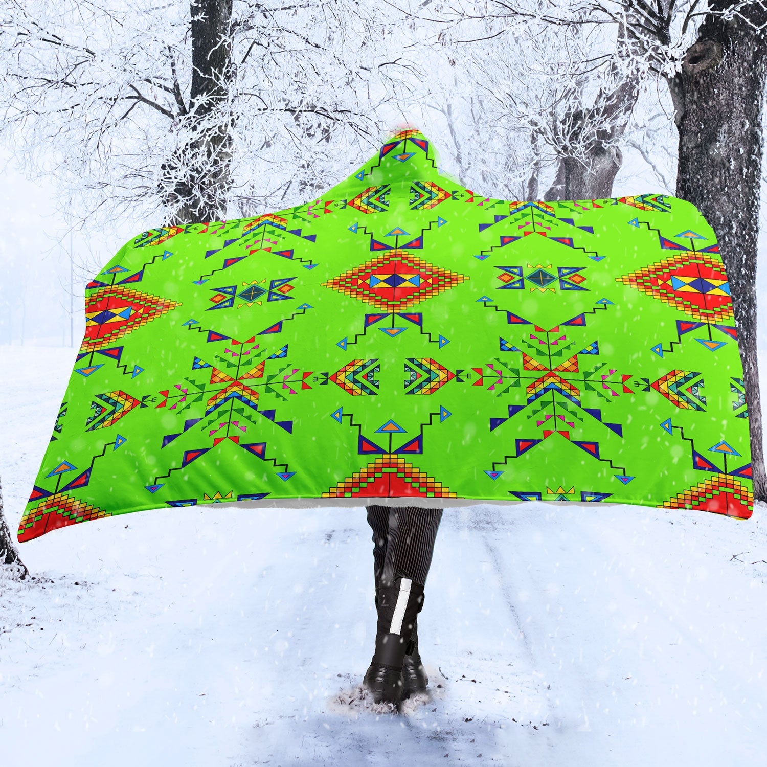 Buffalo Jump Neon Green Hooded Blanket