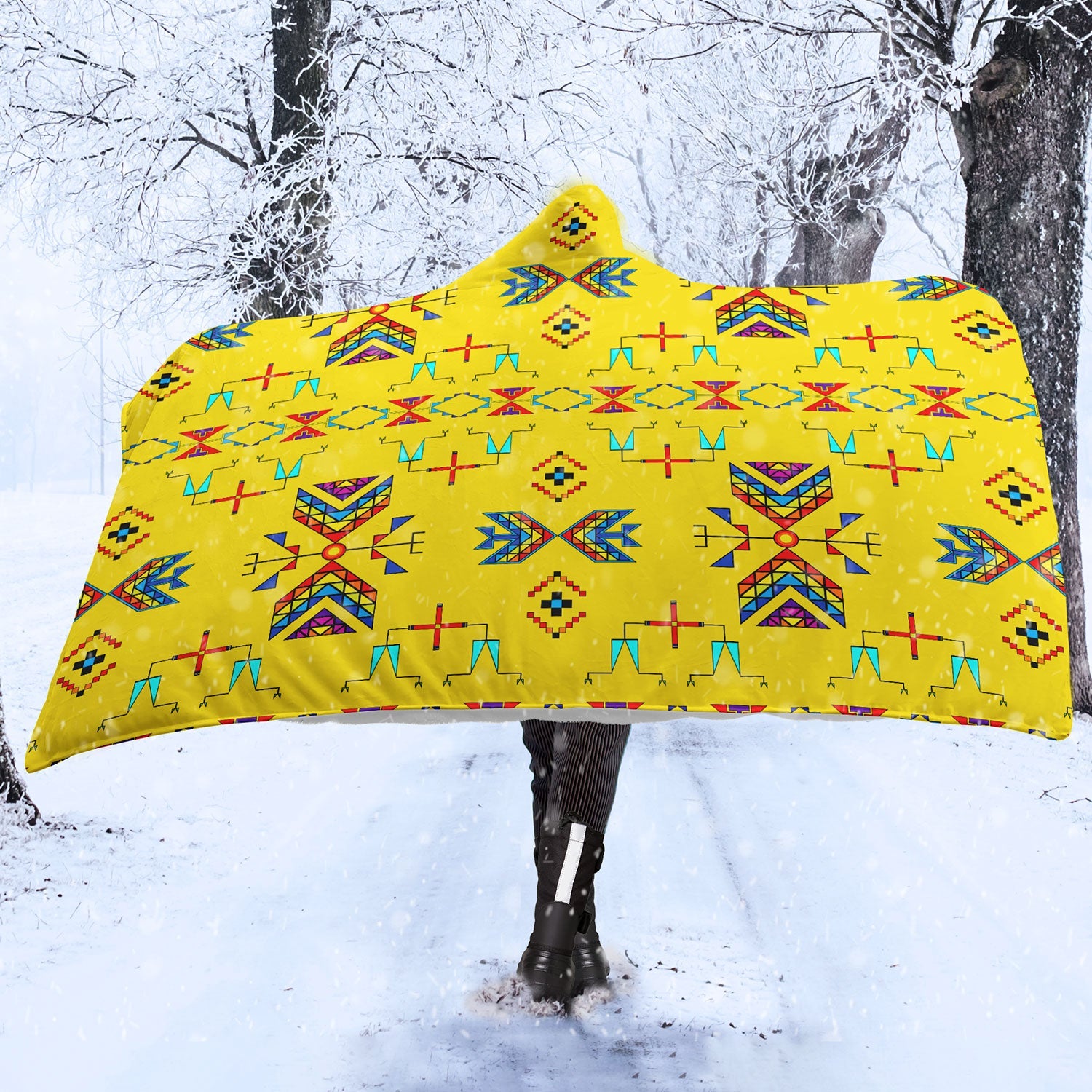 Rainy Chief Rainbow Yellow Hooded Blanket