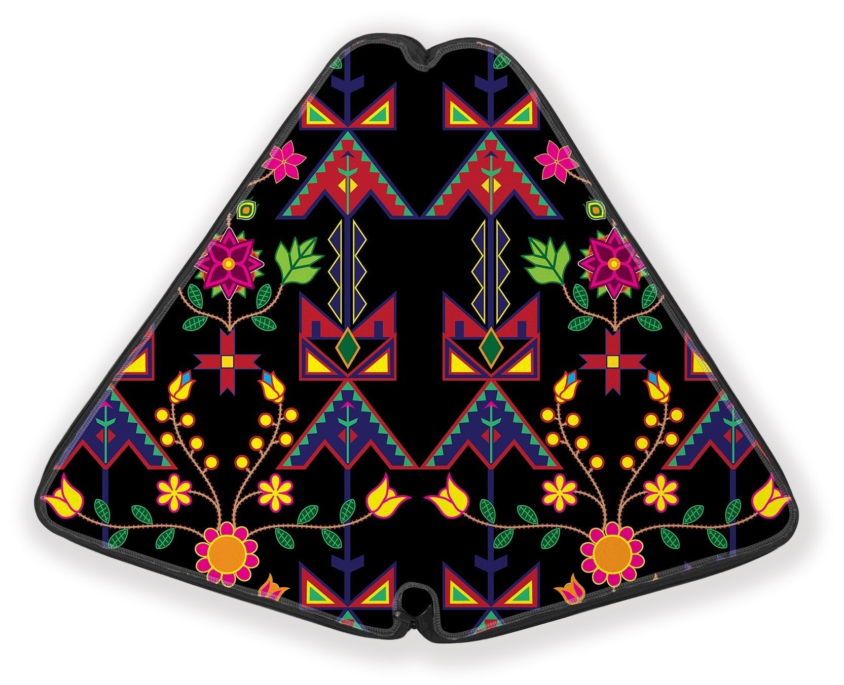 27 Inch Fan Case - Geometric Floral Spring Black